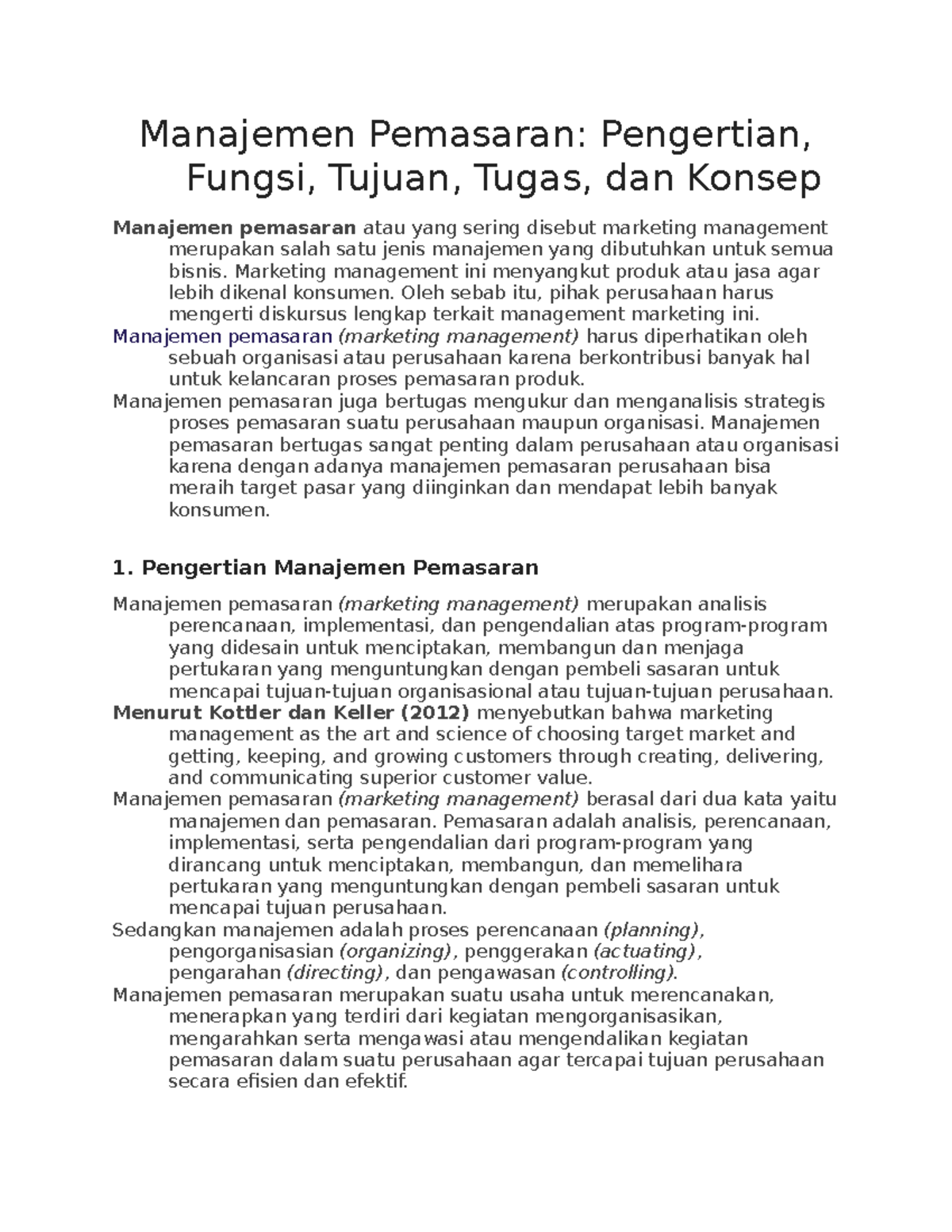 Manajemen Pemasaran - Analisis, Perencanaan, Implementasi, Dan Kontrol ...