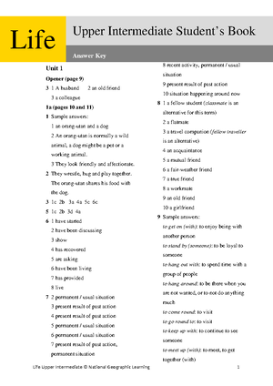 Workbook Answer Key - Audioscripts Unit 1 1a (pages 4 and 5) 1 b 2 1 b ...