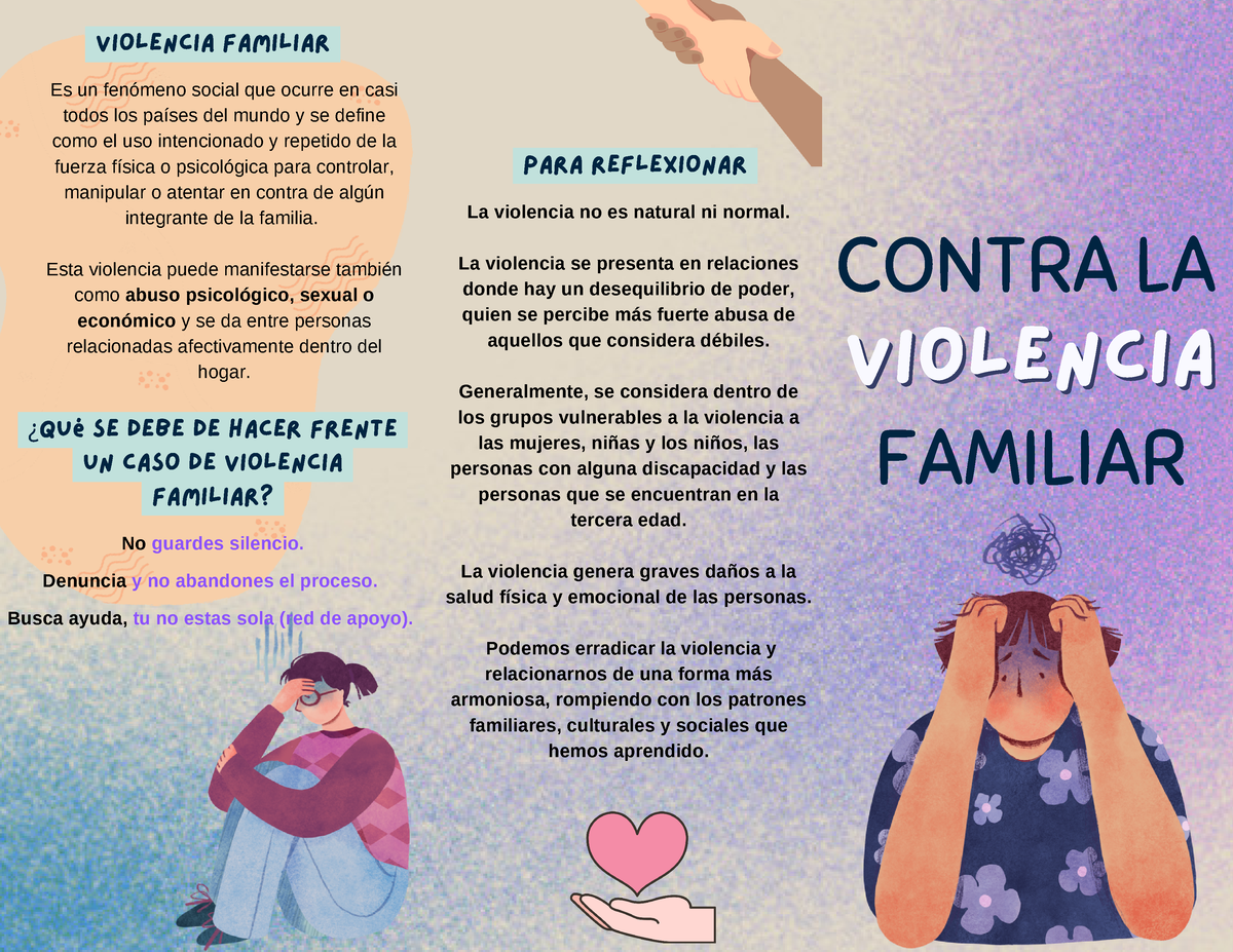 Triptico Violencia Familiar La Violencia No Es Natural Ni Normal La Violencia Se Presenta En
