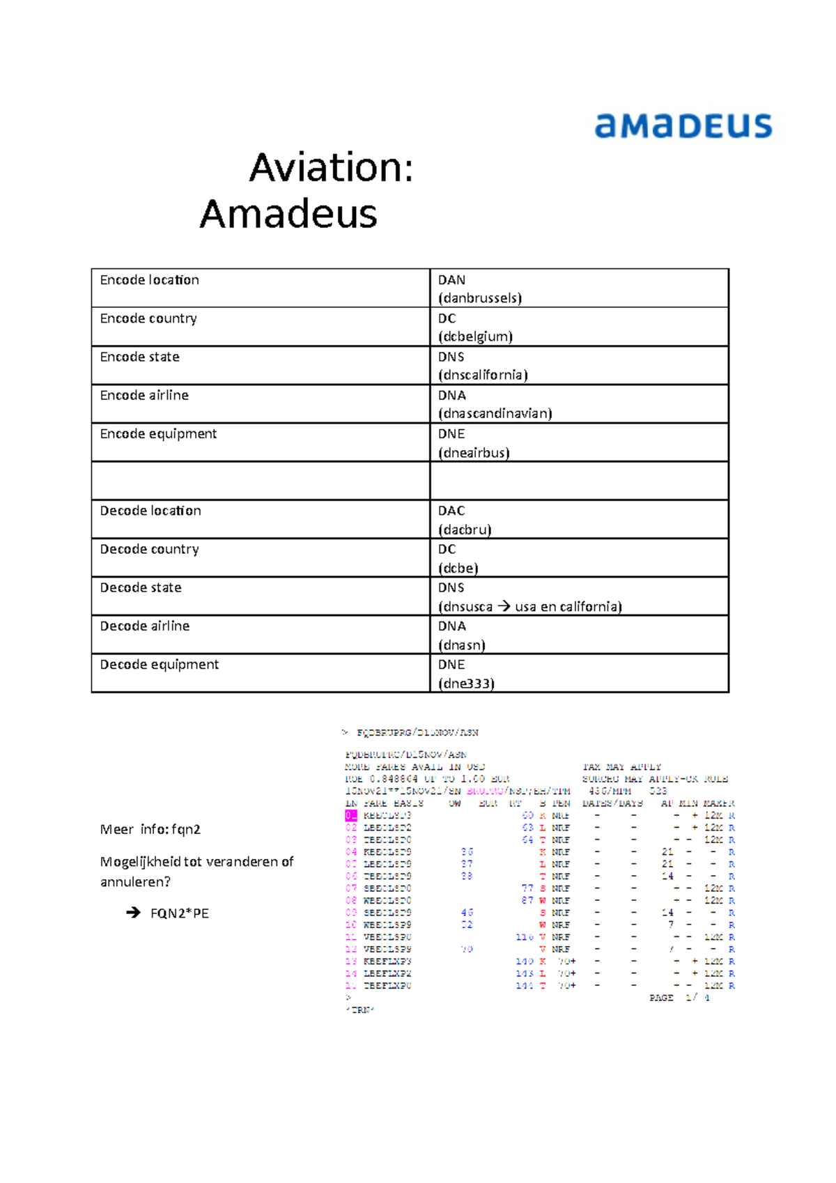 Amadeus samenvatting - Alle hoofdstukken - Aviation: Amadeus Encode ...
