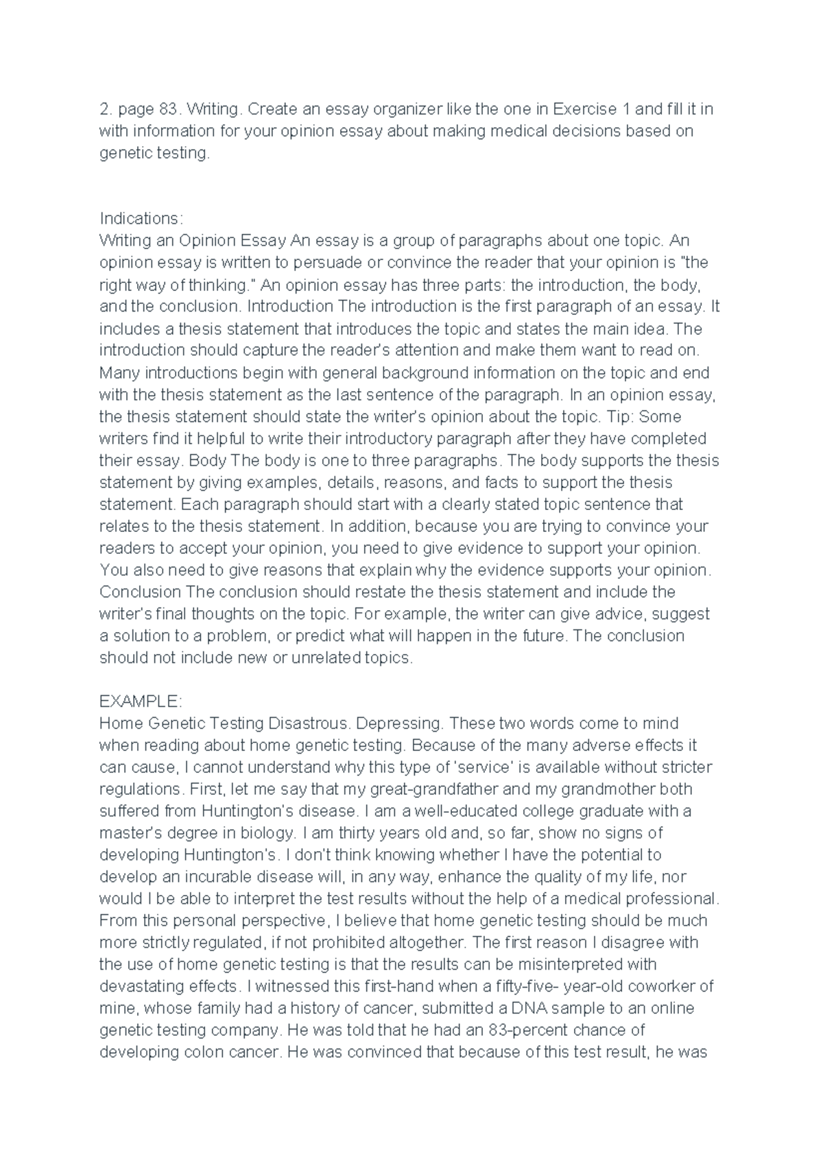 Essay - page 83. Writing. Create an essay organizer like the one in ...