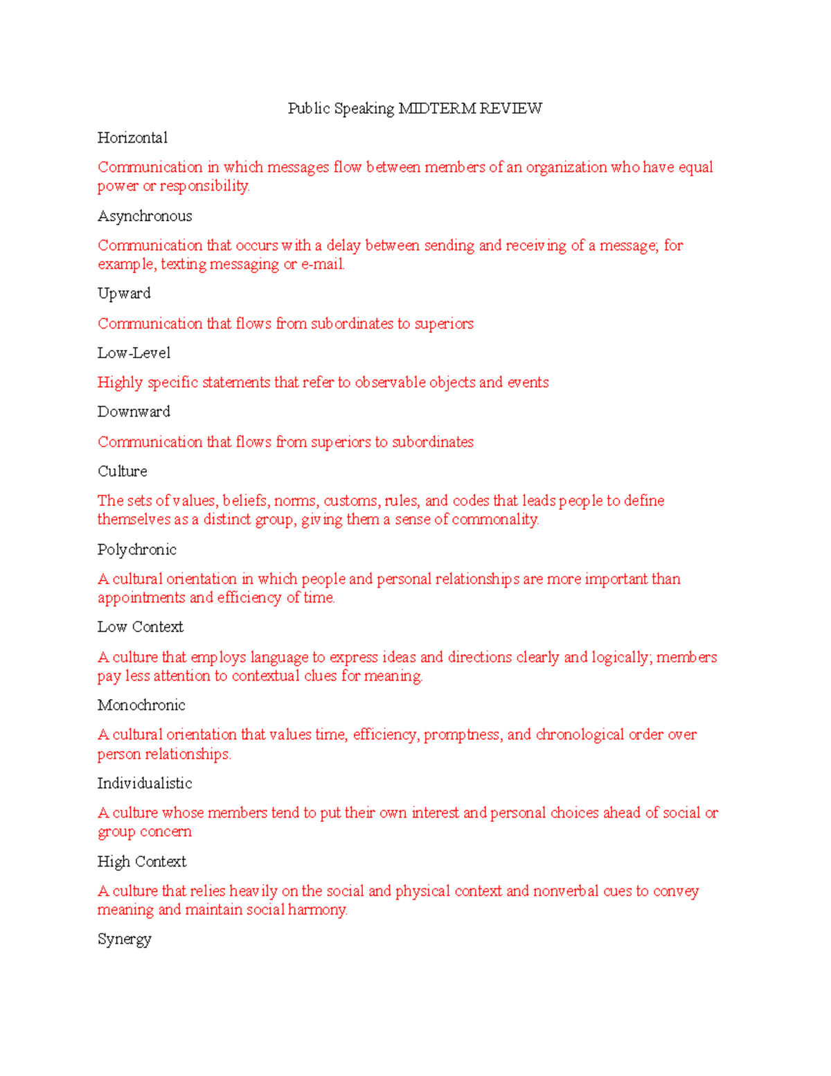 Public Speaking Midterm Study Guide - Public Speaking MIDTERM REVIEW ...