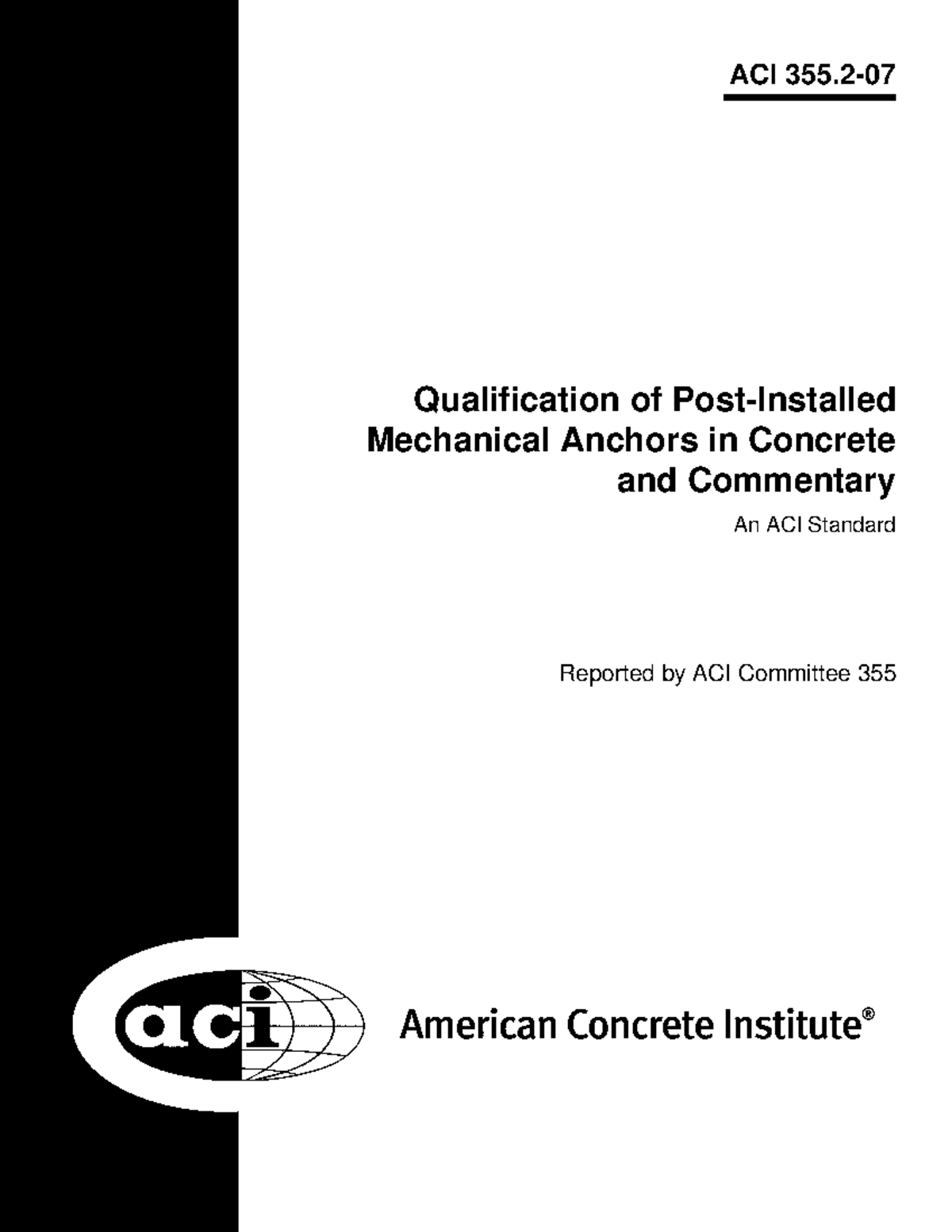 ACI 355 CODE Reported By ACI Committee 355 ACI 355 Qualification
