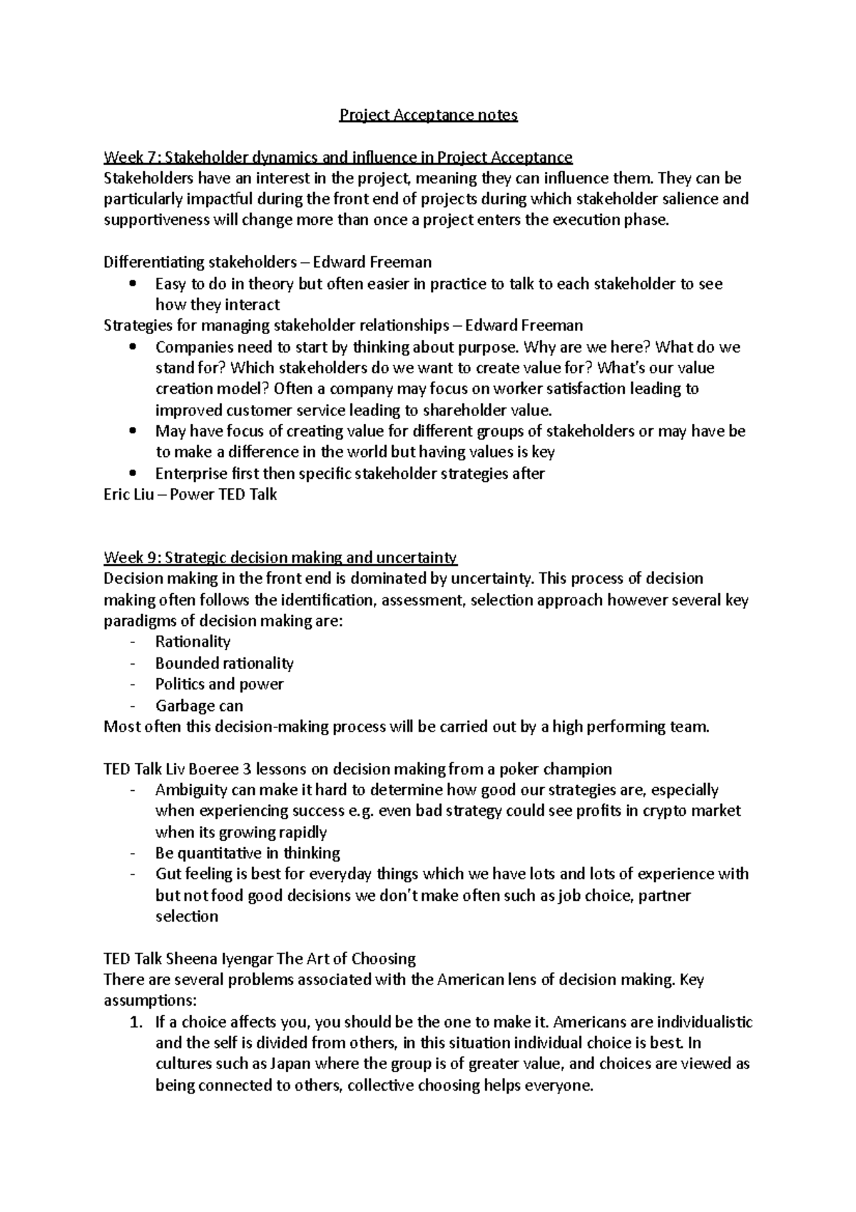 Project Acceptance notes - They can be particularly impactful during ...