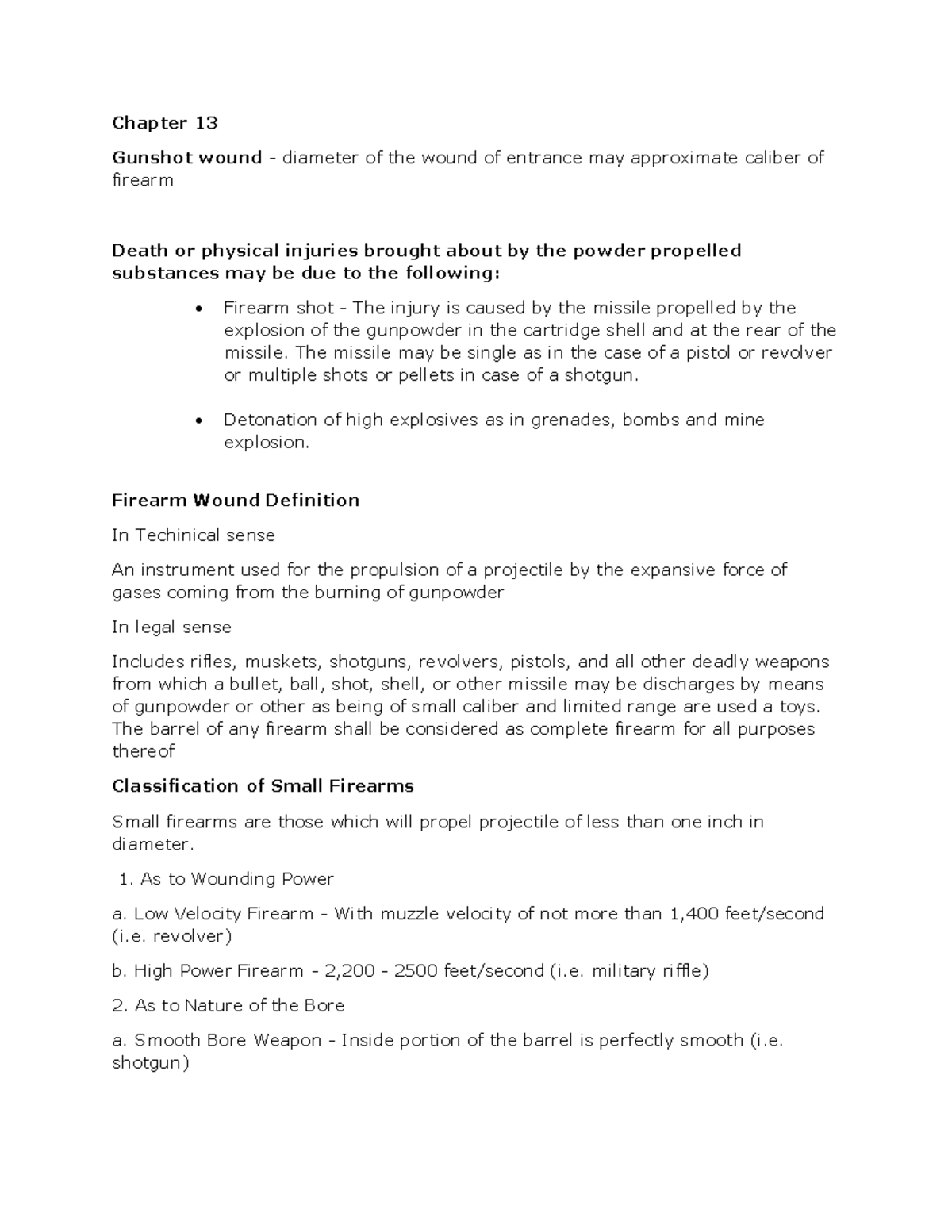 Chapter 13 (report) Legal Medicine - Chapter 13 Gunshot wound ...