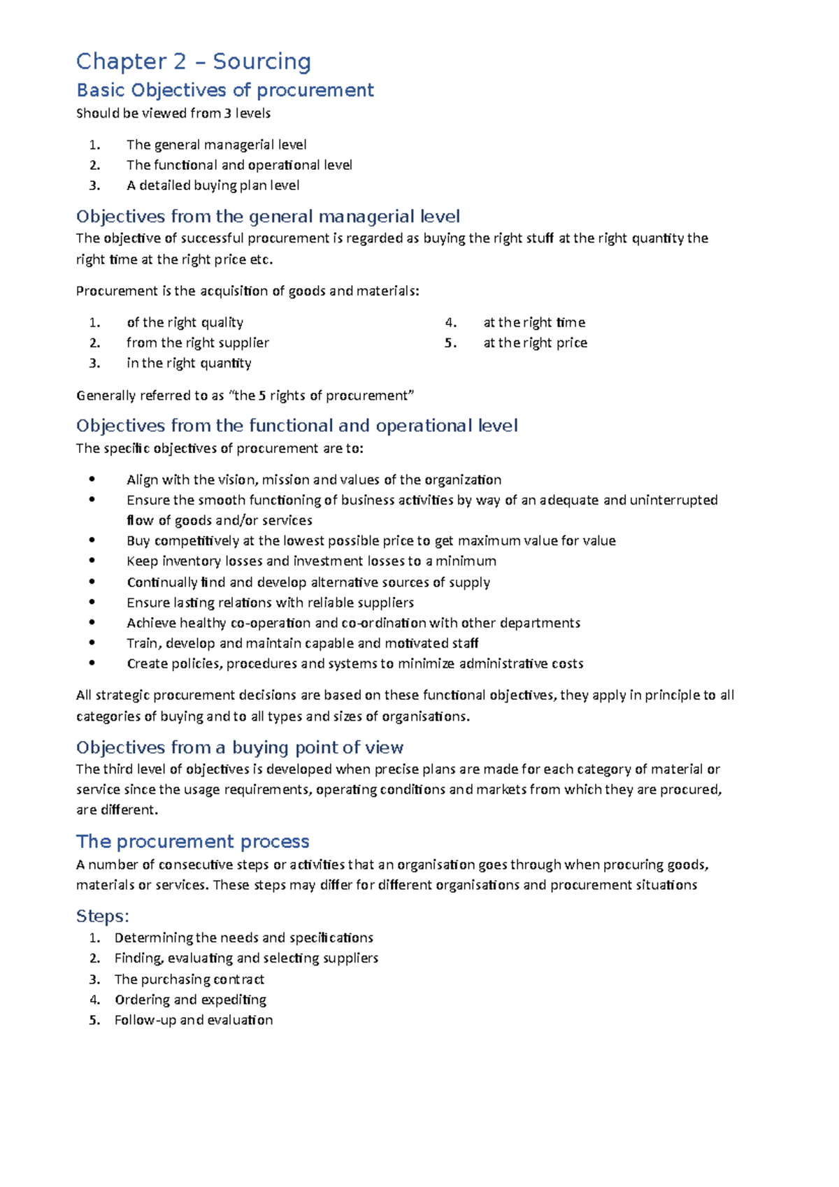 Chapter 2[2125] - Summary Business management - Chapter 2 Objectives of ...