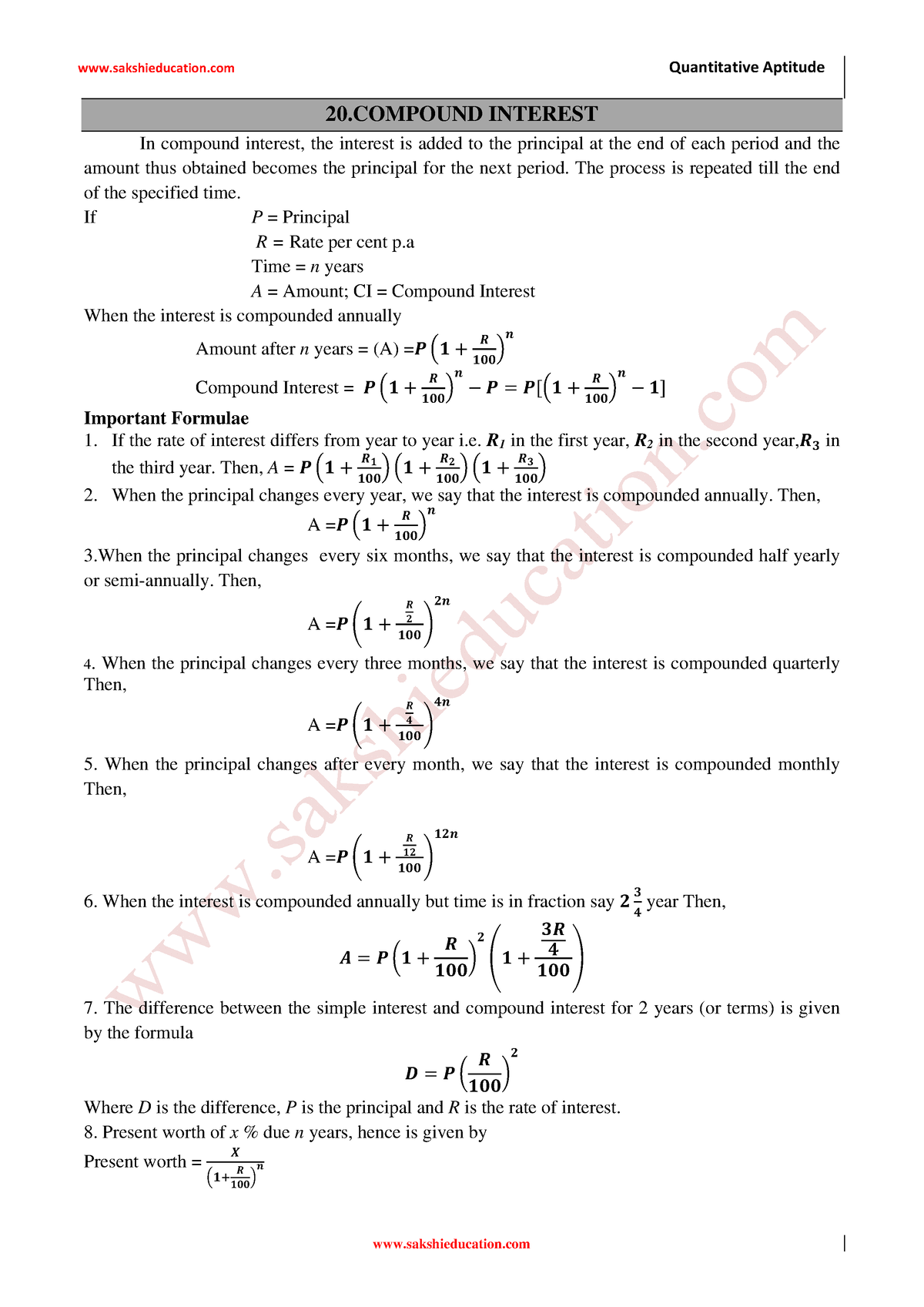 Compound Interest Interest In Compound Interest The Interest