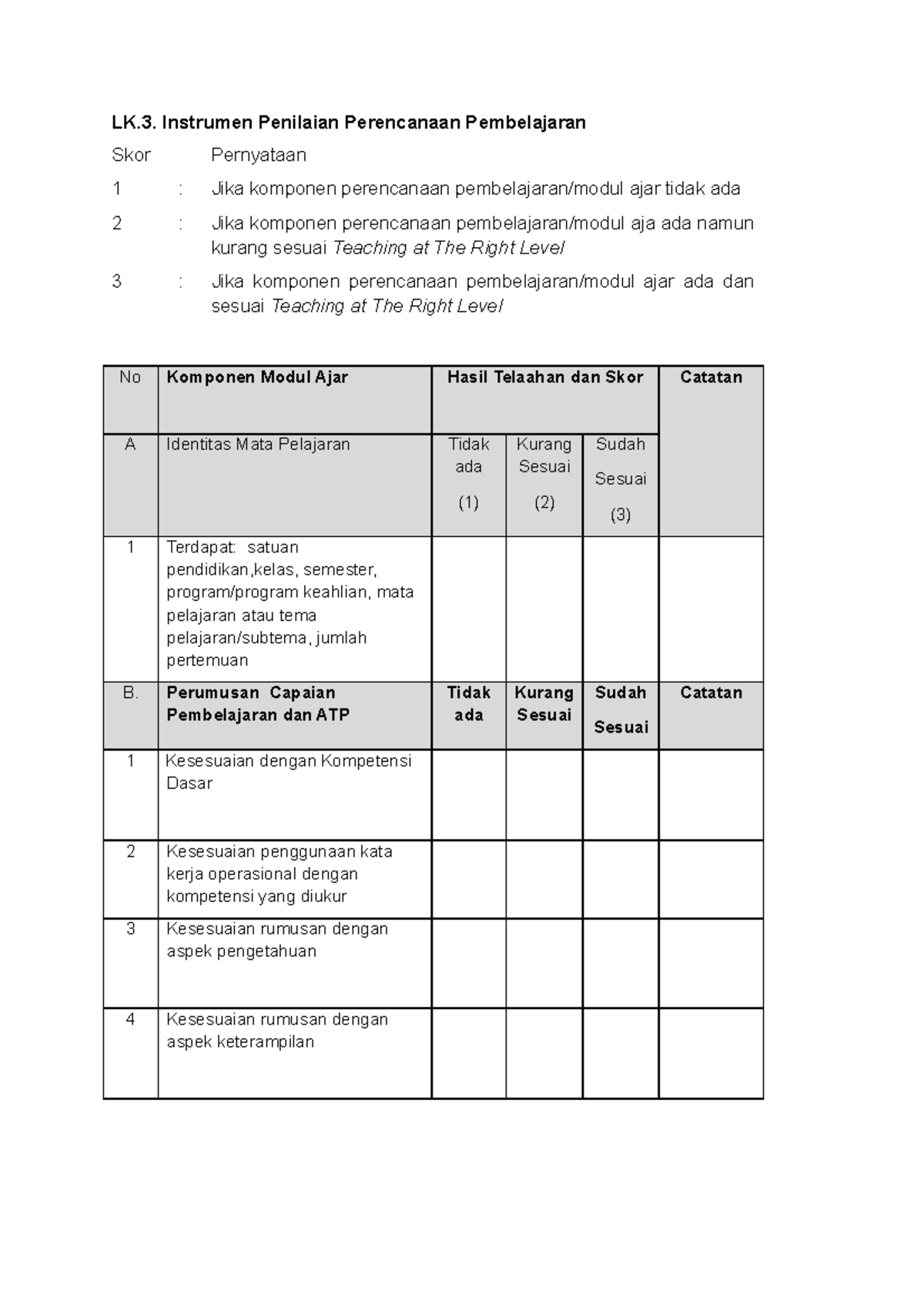 LK.3. Instrumen Penilaian Perencanaan Pembelajaran - LK. Instrumen ...