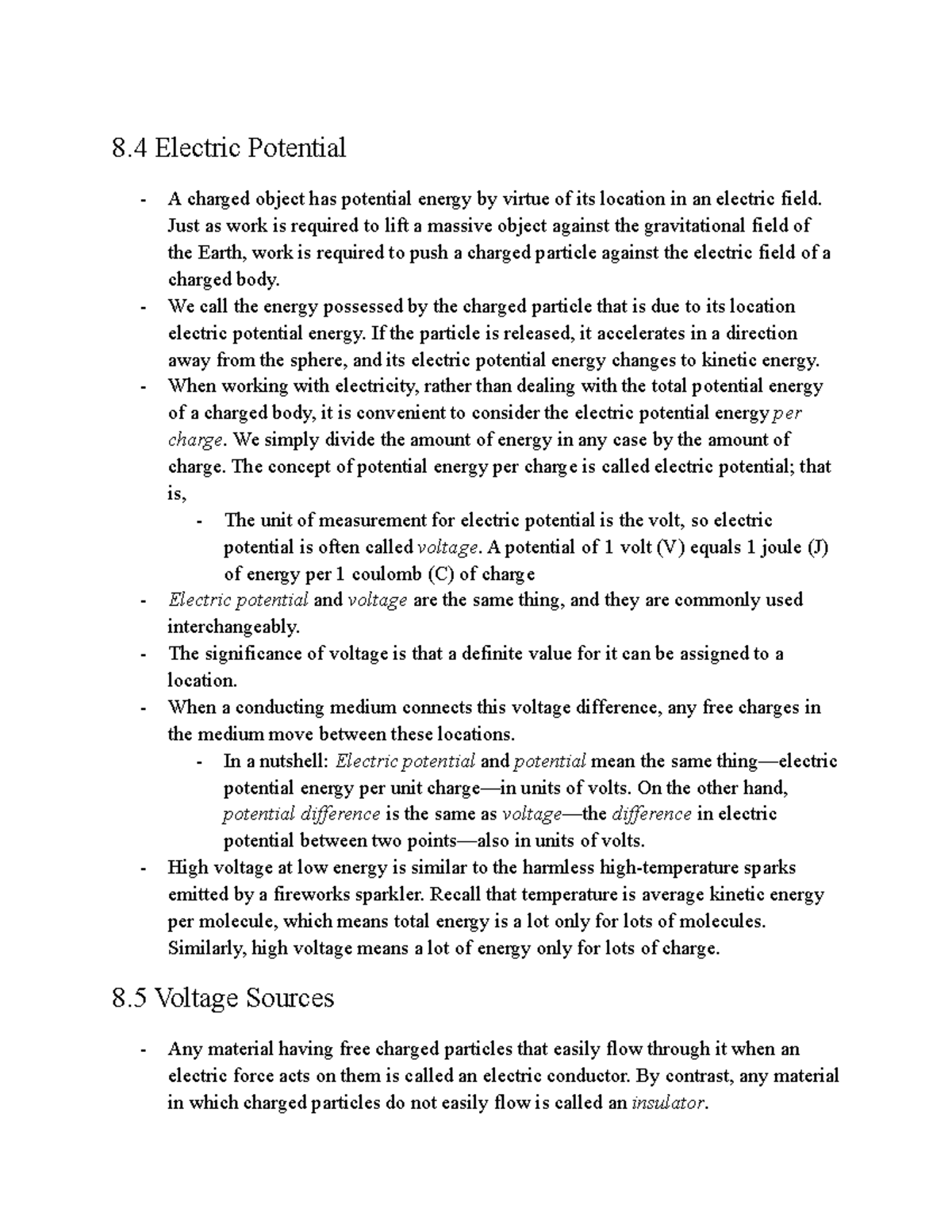 EDS Ch. 8 Part 2 - Ch.8.4, 8.5, 8.6, and 8.7 - 8 Electric Potential A ...
