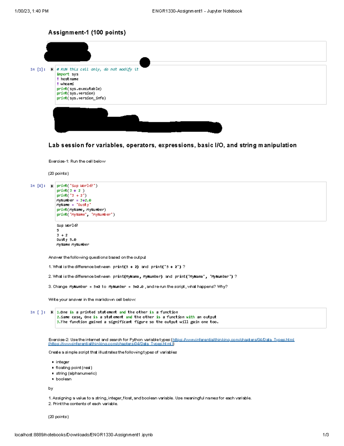 ENGR1330-Assignment 1 - Jupyter Notebook - 1/30/23, 1:40 PM ENGR1330 ...