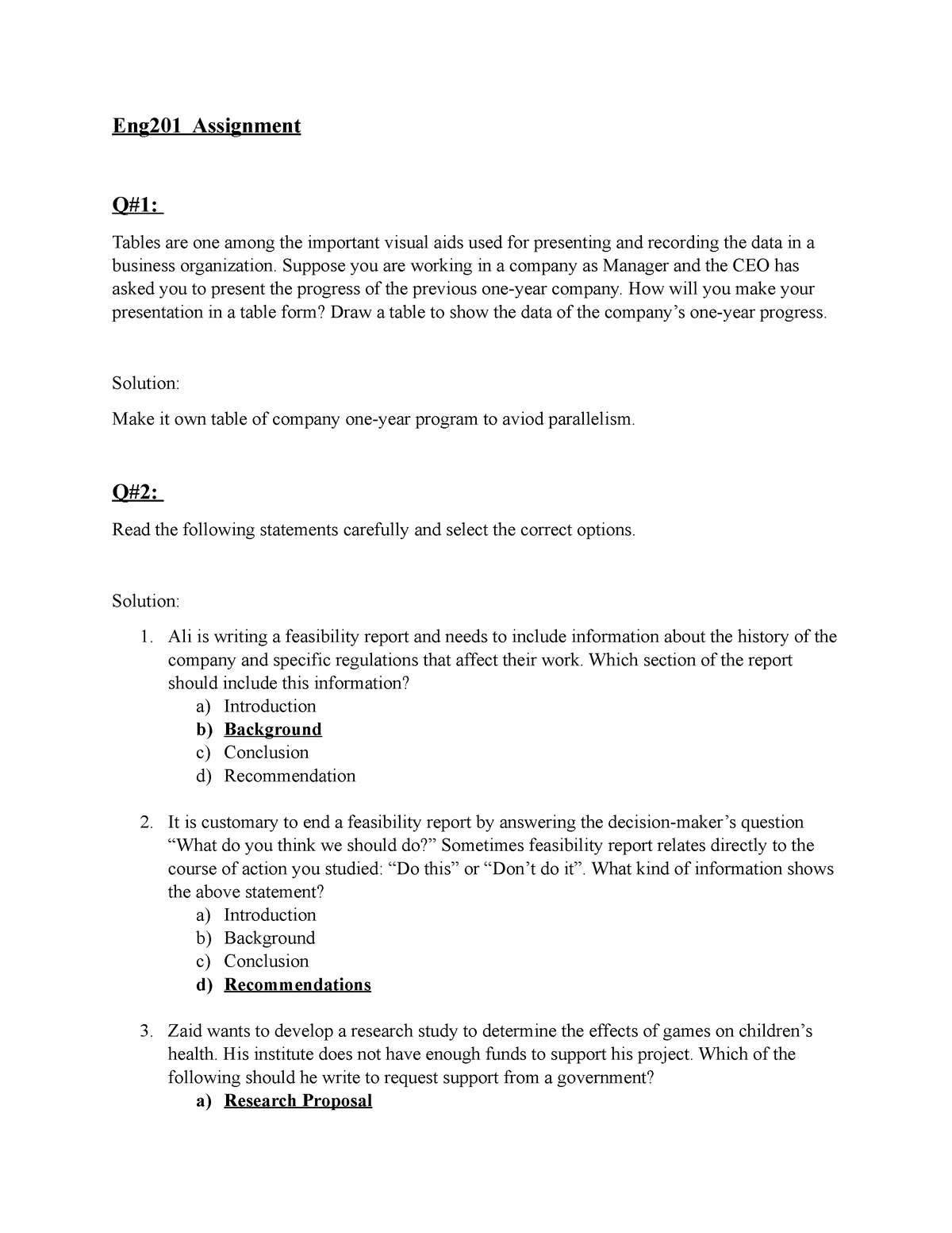 assignment solution eng201