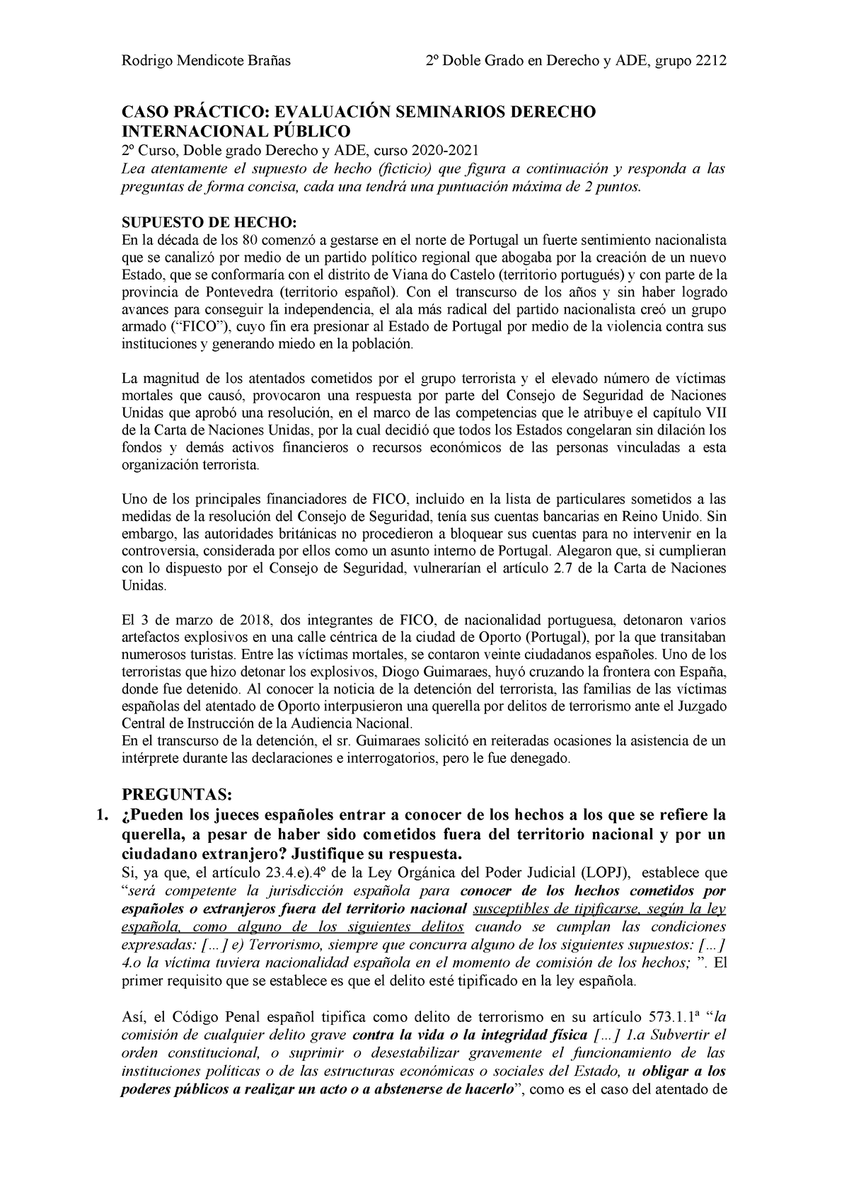 Caso PrÁ Ctico Final Rodrigo Mendicote Grupo 2212 Caso PrÁctico EvaluaciÓn Seminarios Derecho 1378