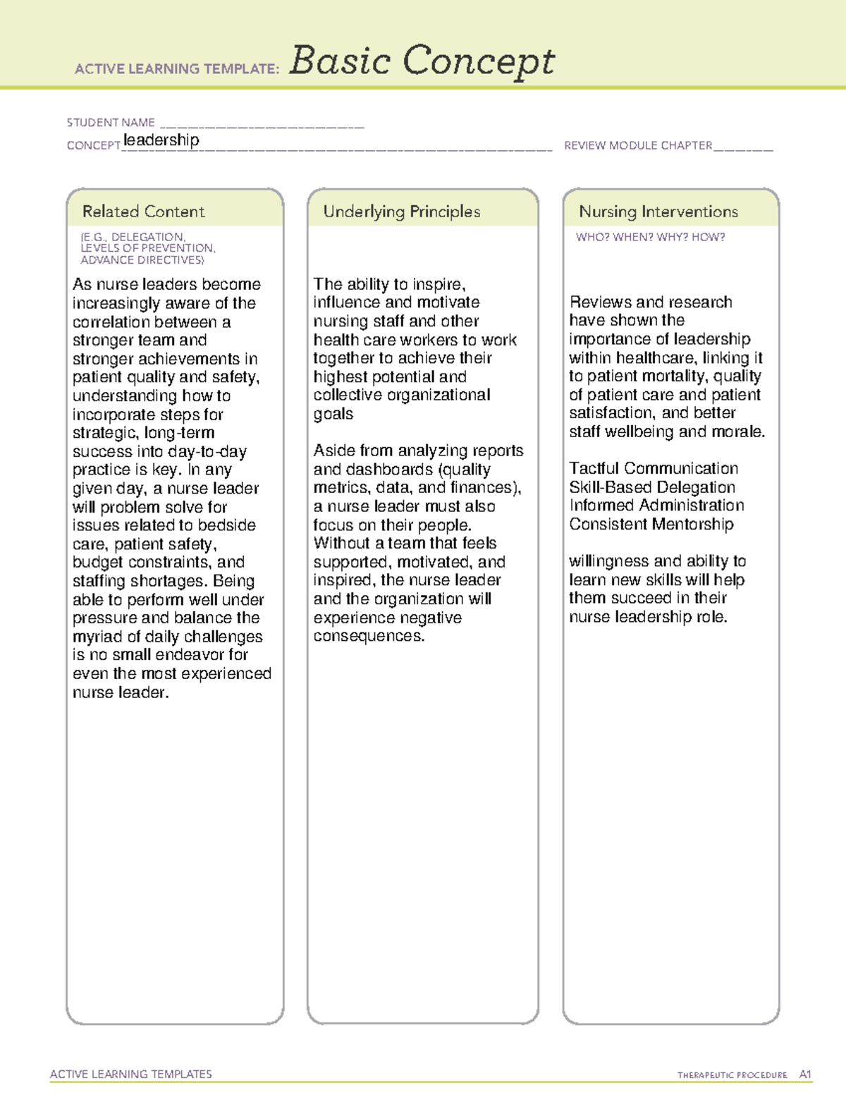 ATI Practice A #9 - n/a - ACTIVE LEARNING TEMPLATES THERAPEUTIC ...