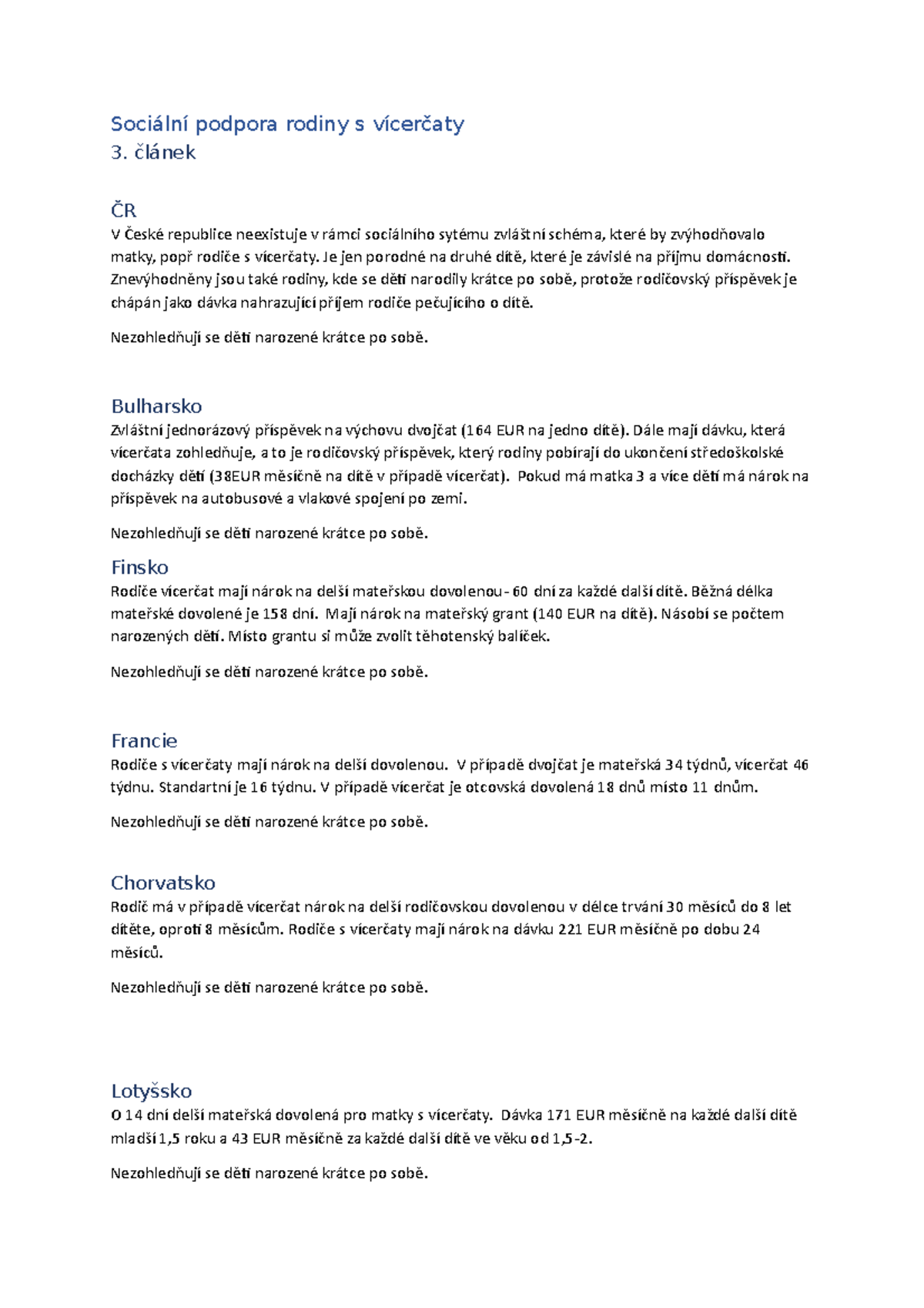 Vypracovaný článek 3 - Sociální podpora rodiny s vícerčaty - Sociální ...
