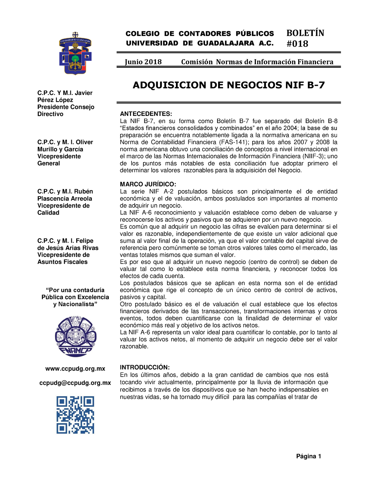 018 Boletin Comision NIF Ccpudg NIF B 7 Adquisicion De Negocios - C.P ...