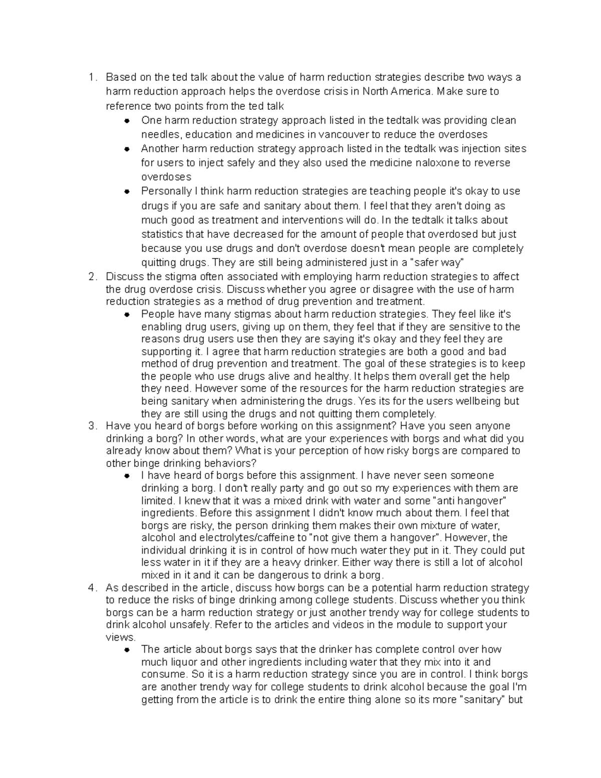 Assignment 6 Examining Alcohol Use and Harm Reduction Strategies ...