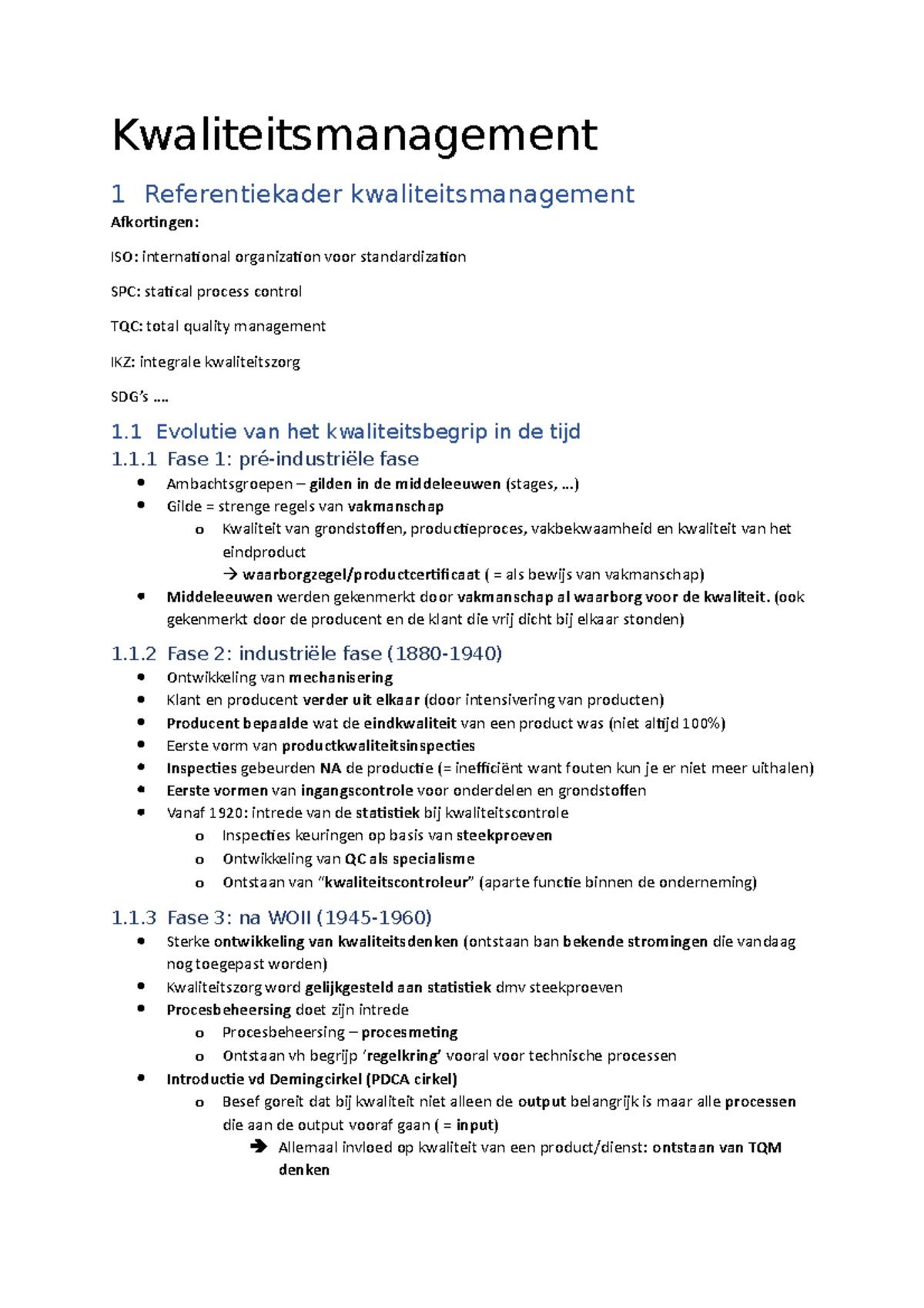 Kwaliteitsmanagement - ... 1 Evolutie Van Het Kwaliteitsbegrip In De ...