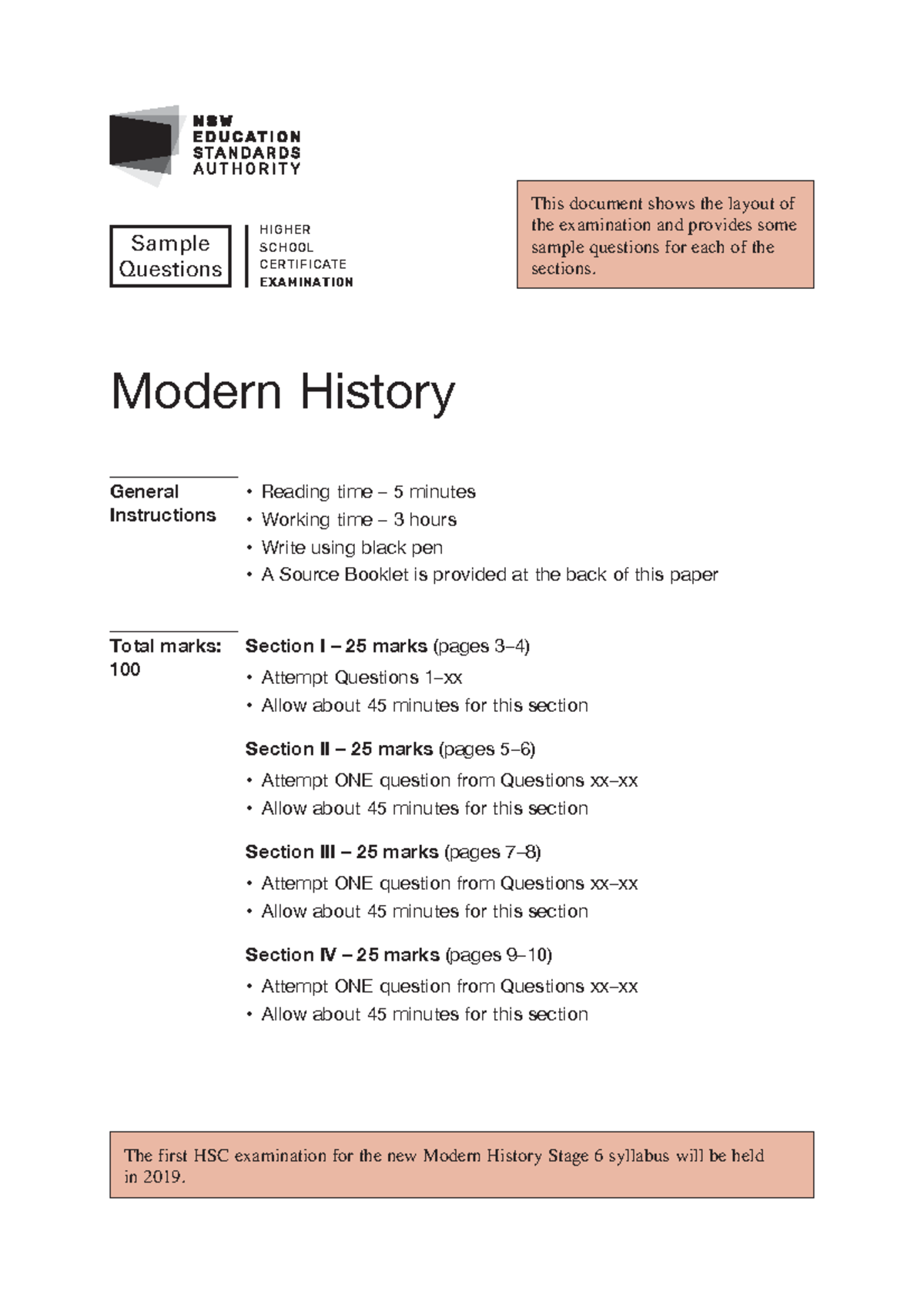 HSC Modern History Sample Questions Studocu