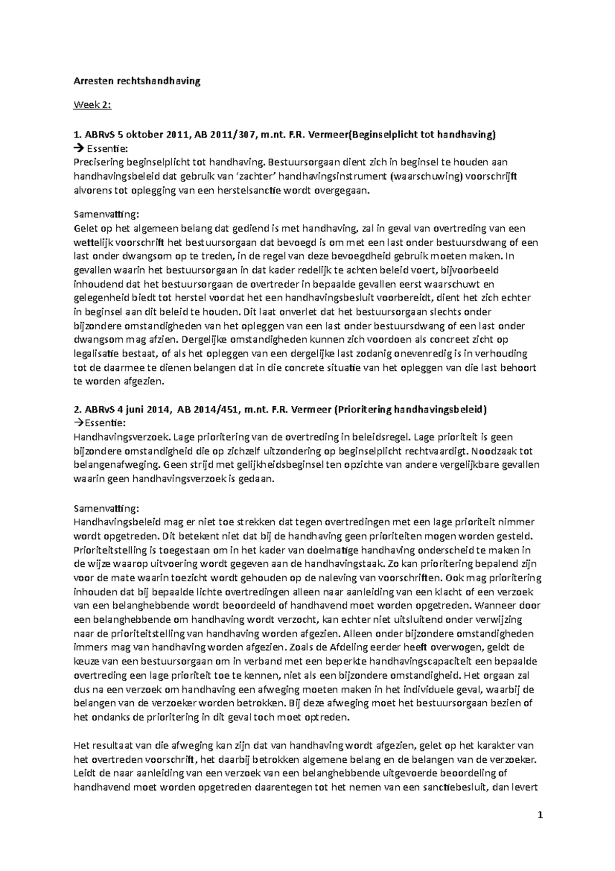 Arrest - Online Samenvatting En/of Essentie Van De Verplichte Arresten ...