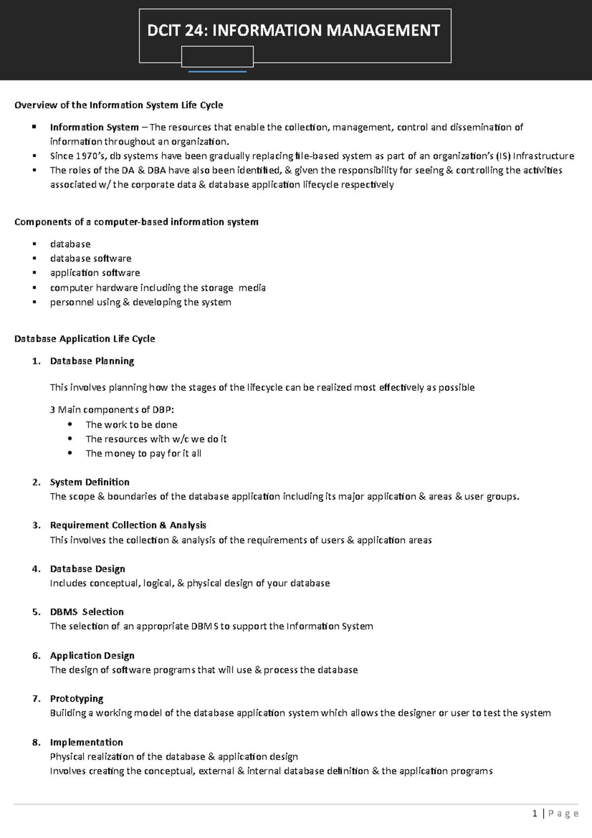 Lecture 3 Database Development Process - BS In Computer Science - Studocu