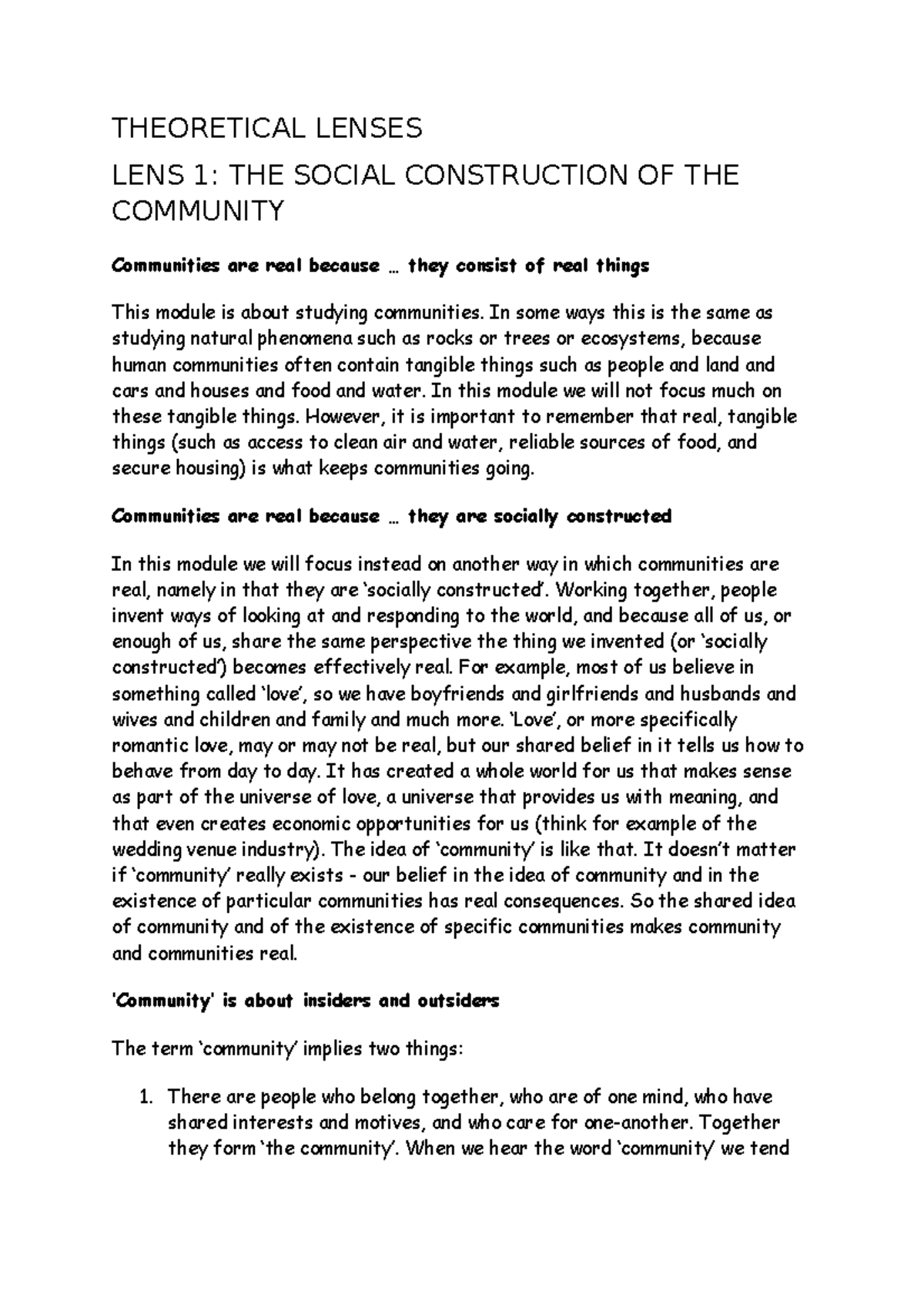 Theoretical Lenses in Community Psychology Quiz 1 2022 THEORETICAL