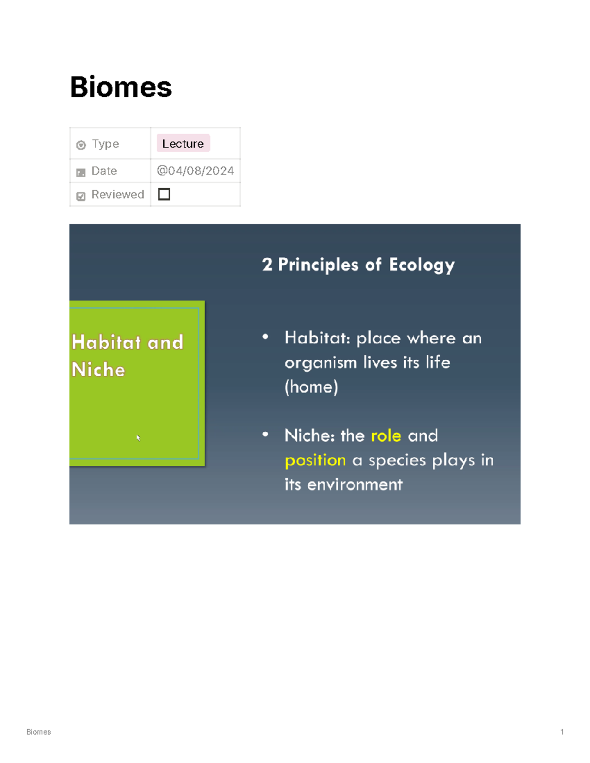 All about Biomes - People and the Earth's Ecosystems - Type Lecture ...