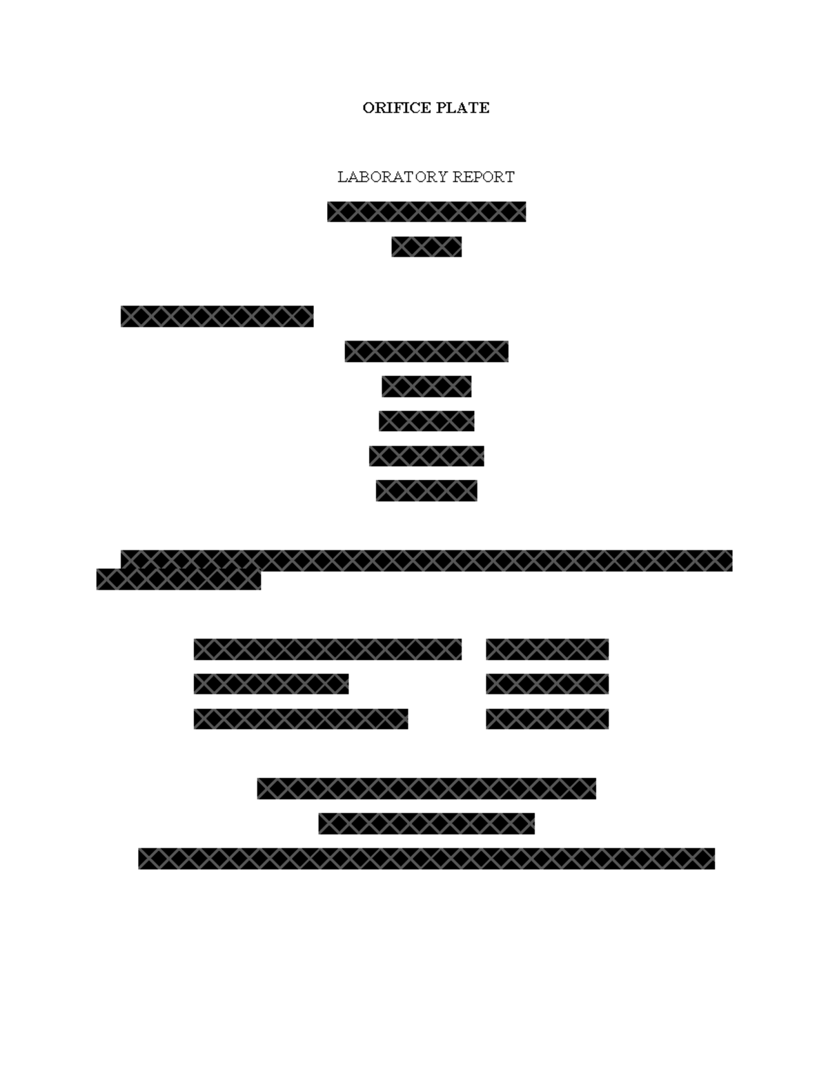 orifice lab report - ORIFICE PLATE LABORATORY REPORT i ABSTRACT The ...