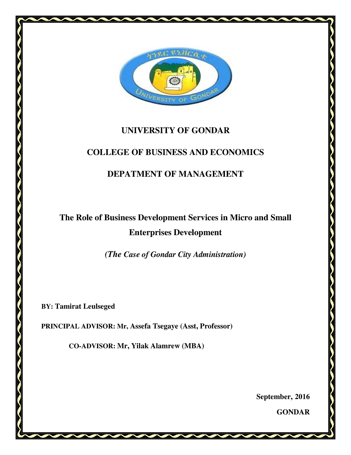 mba thesis gondar university pdf