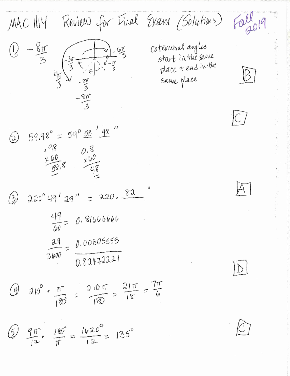Solutions for Final Exam Review - MAC 1114 - Valencia College - Studocu