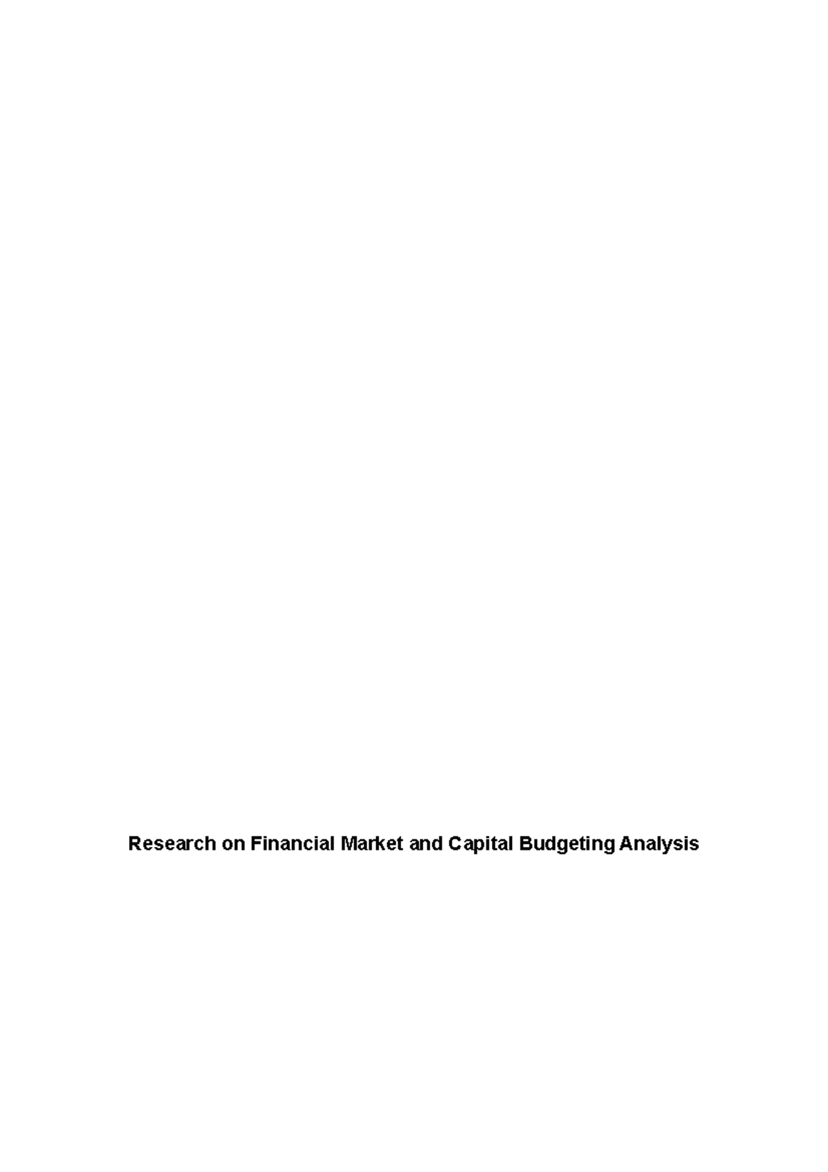 research-on-financial-market-and-capital-budgeting-analysis-studocu