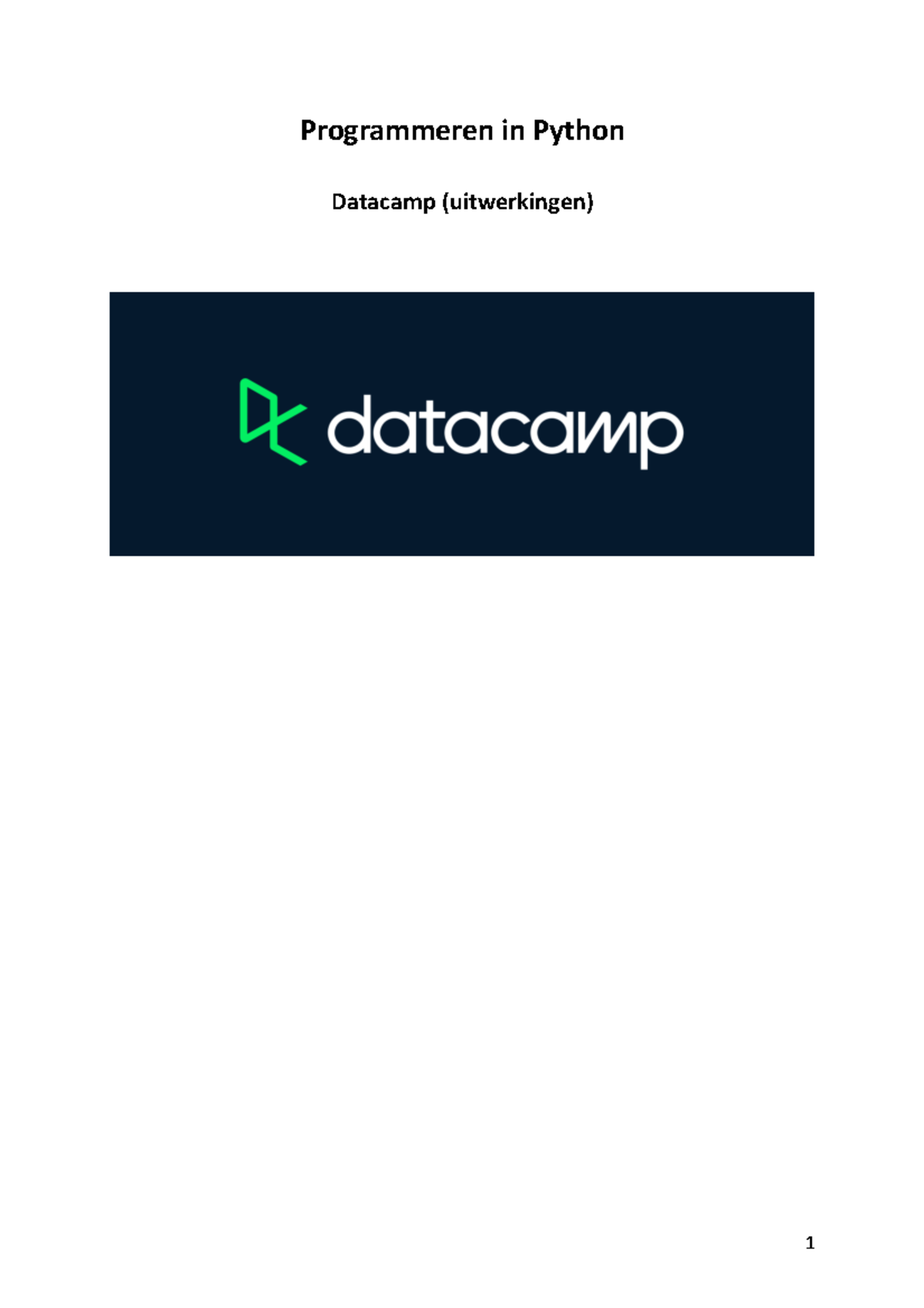 Datacamp uitwerkingen - Programmeren in Python Datacamp (uitwerkingen ...