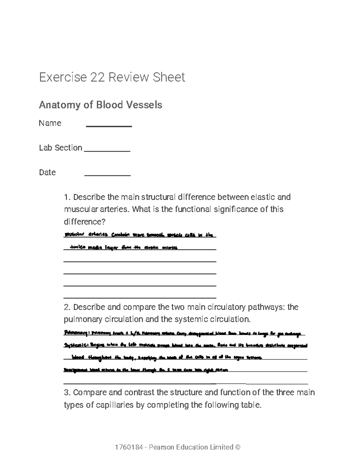 Chapter 22 Lab assignment completed Exercise 22 Review Sheet