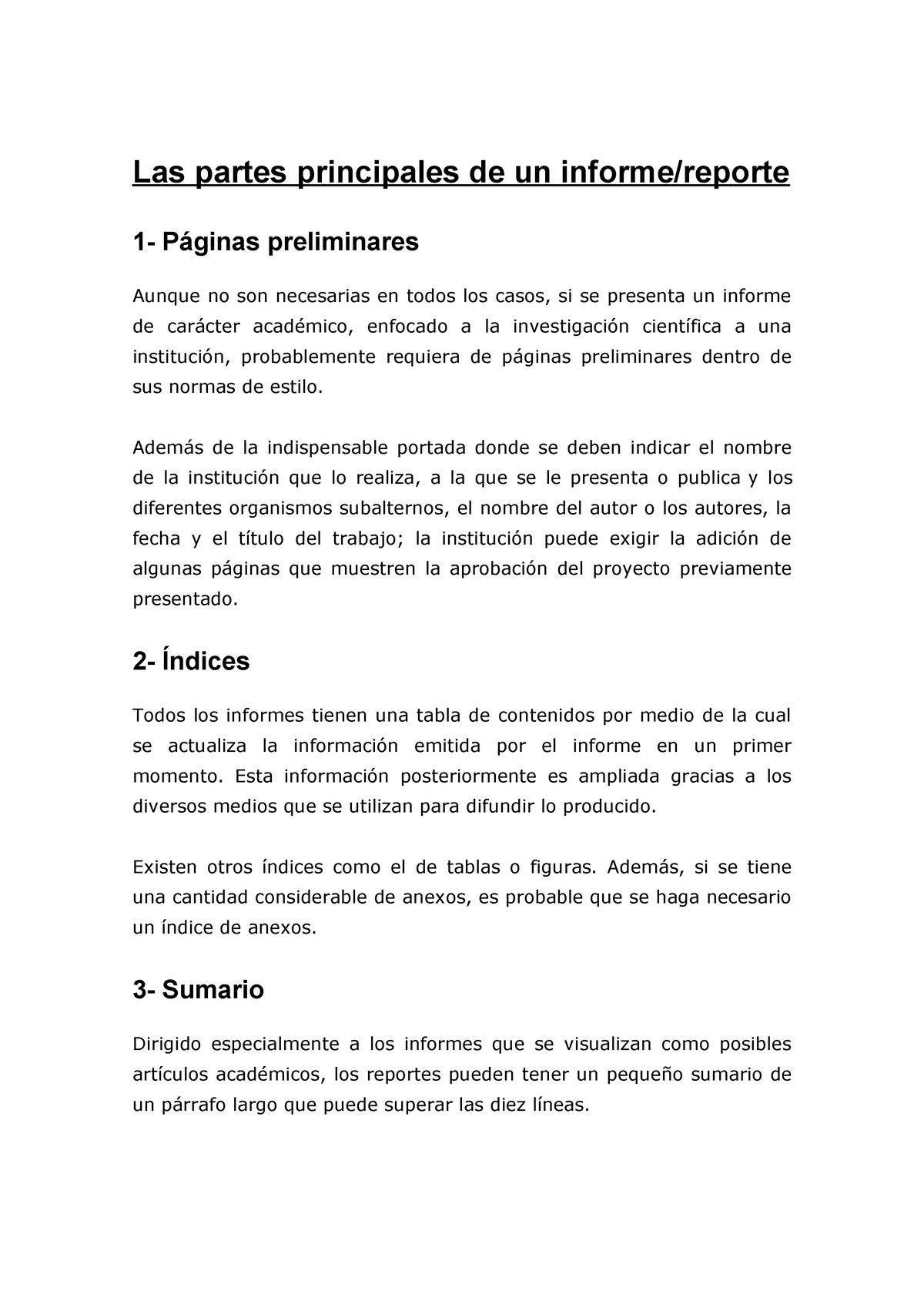 5to B Partes De Un Reporte - Las Partes Principales De Un Informe ...