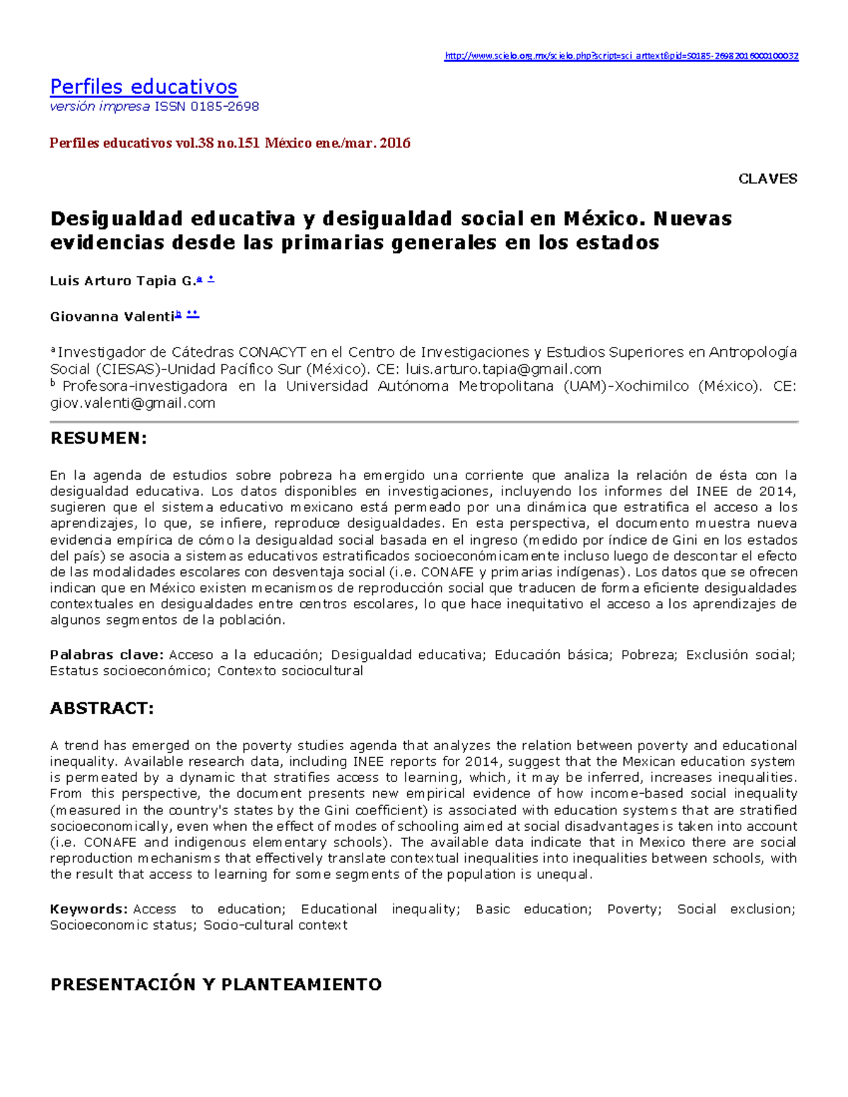 B 2 4 Desigualdad educativa y desigualdad social en México. Nuevas ...
