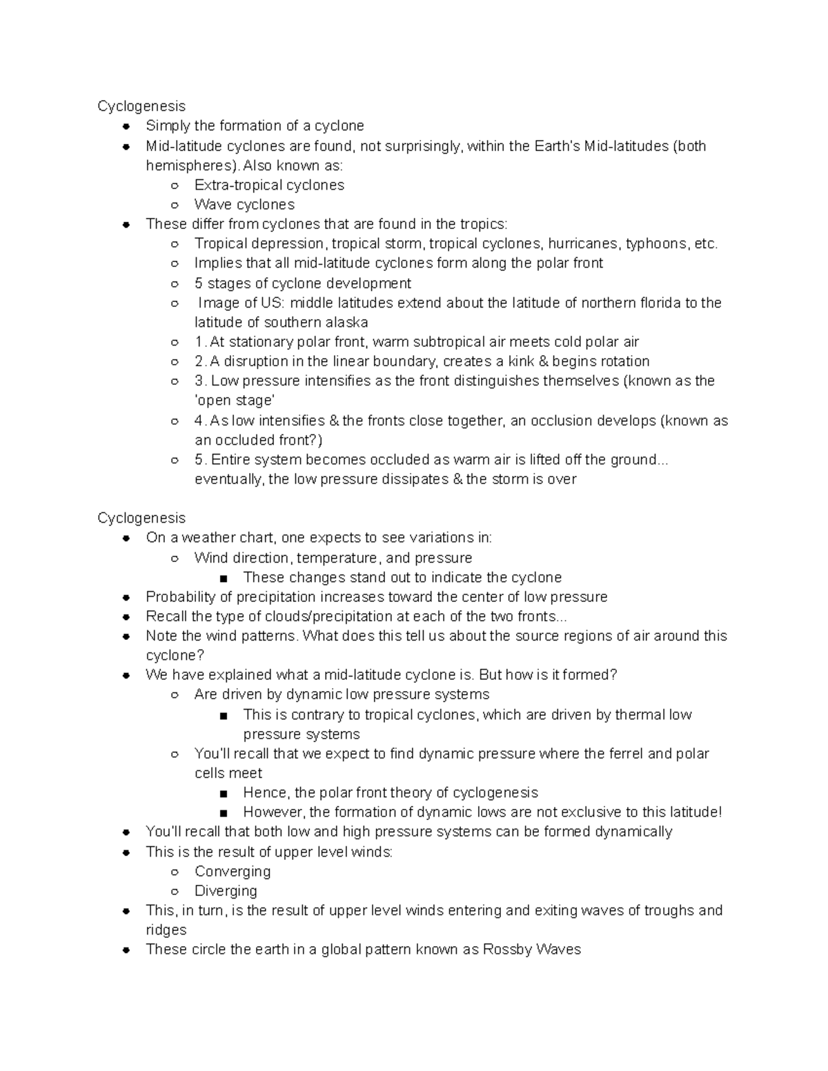 Module 9 Mid-latitude Cyclones - Cyclogenesis Simply The Formation Of A 
