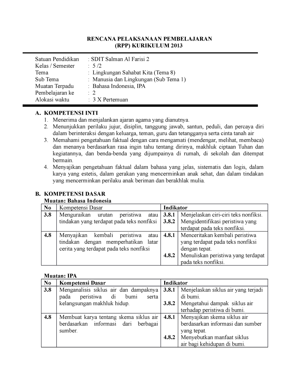 RPP Terpilih - RPP IPA - RENCANA PELAKSANAAN PEMBELAJARAN (RPP ...