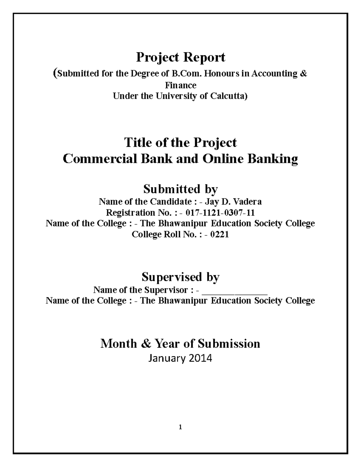 20 Comercial BANK AND Online Banking - Project Report (Submitted for ...