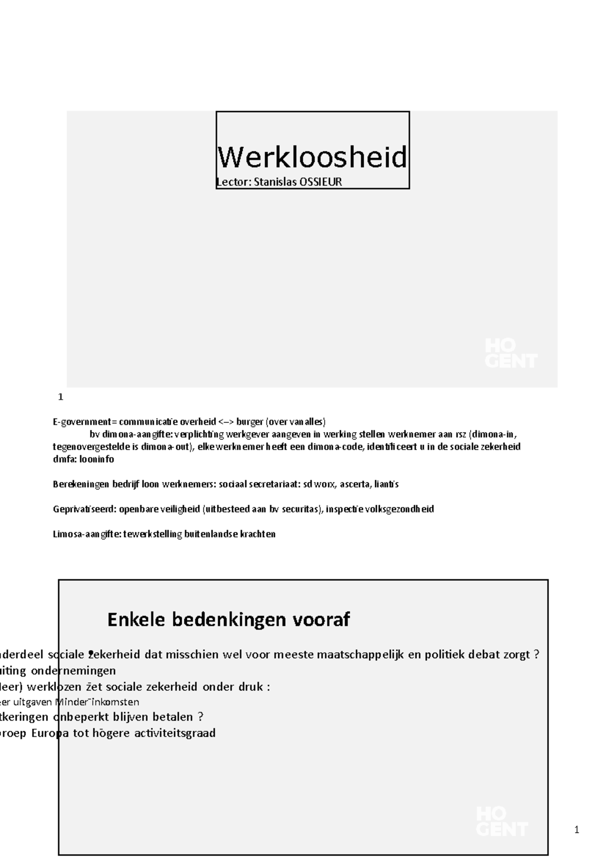 Werkloosheid Notities - Sociale Zekerheid - HoGent - Studocu