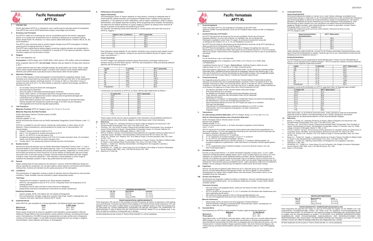 ATTP MEDICINA GENERAL - I. Intended Use Pacific Hemostasis APTT-XL is ...