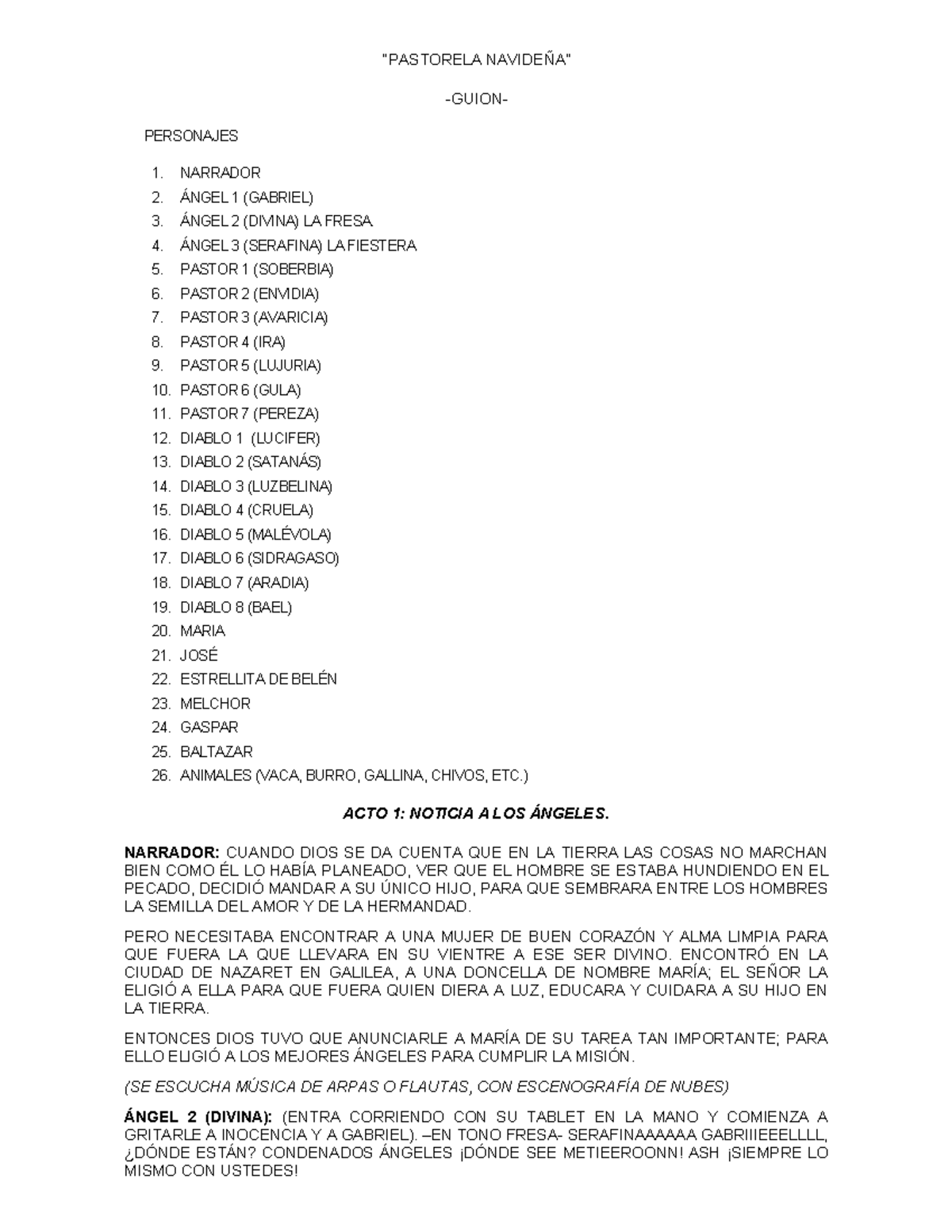 Pastorela secundaria adaptacion - “PASTORELA NAVIDEÑA” -GUION ...