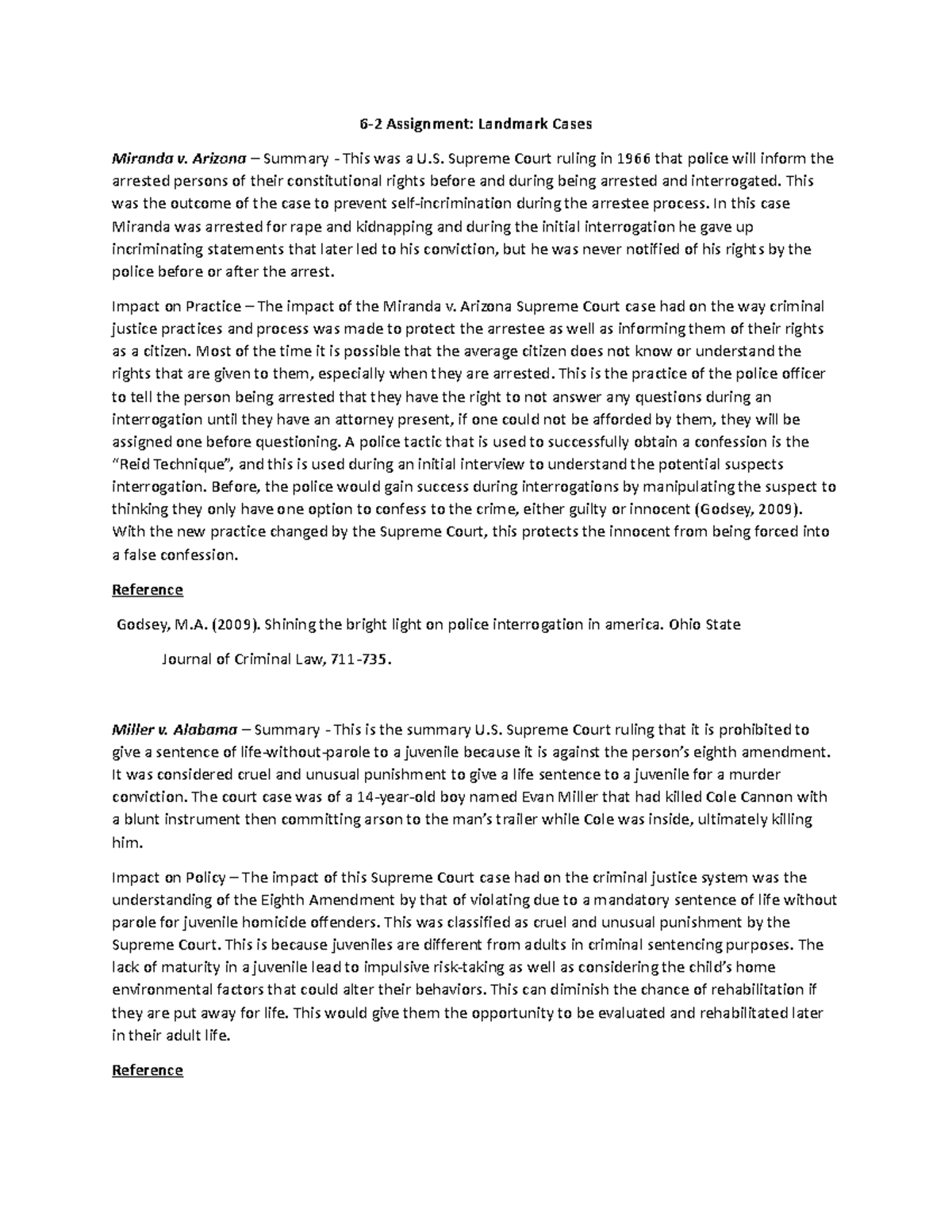 cj 207 assignment 6 2 template landmark cases