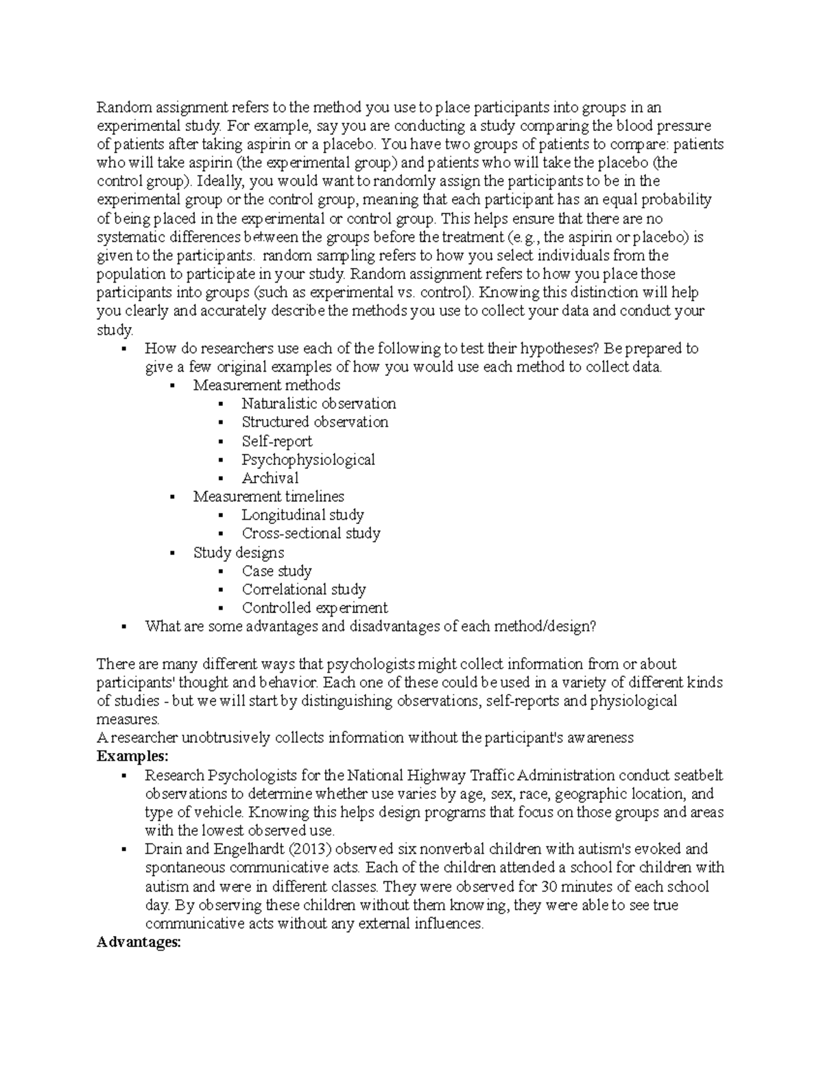 Psyc100 30 - Random assignment refers to the method you use to place ...