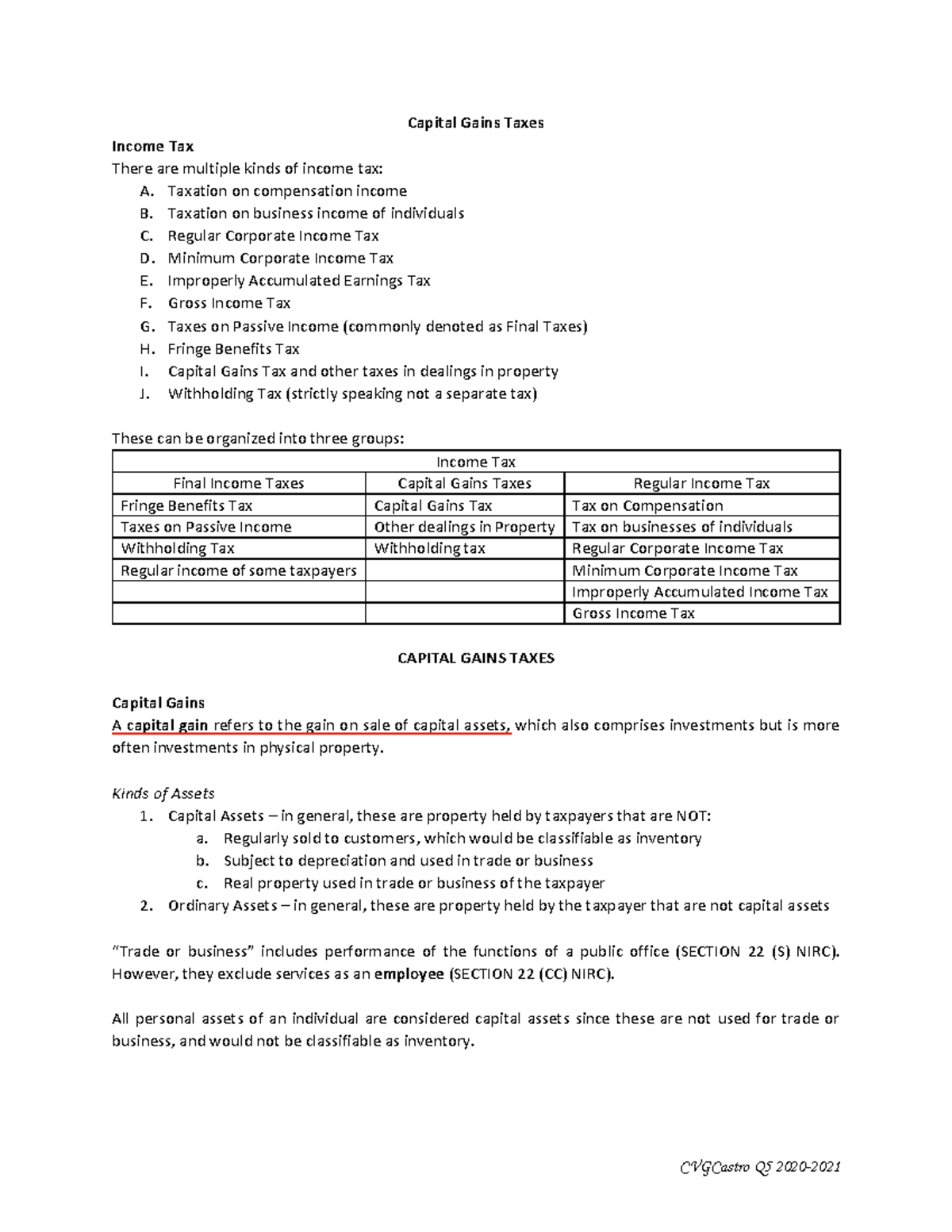 Capital Gains Tax ( Taxation and Accounting) Capital Gains Taxes