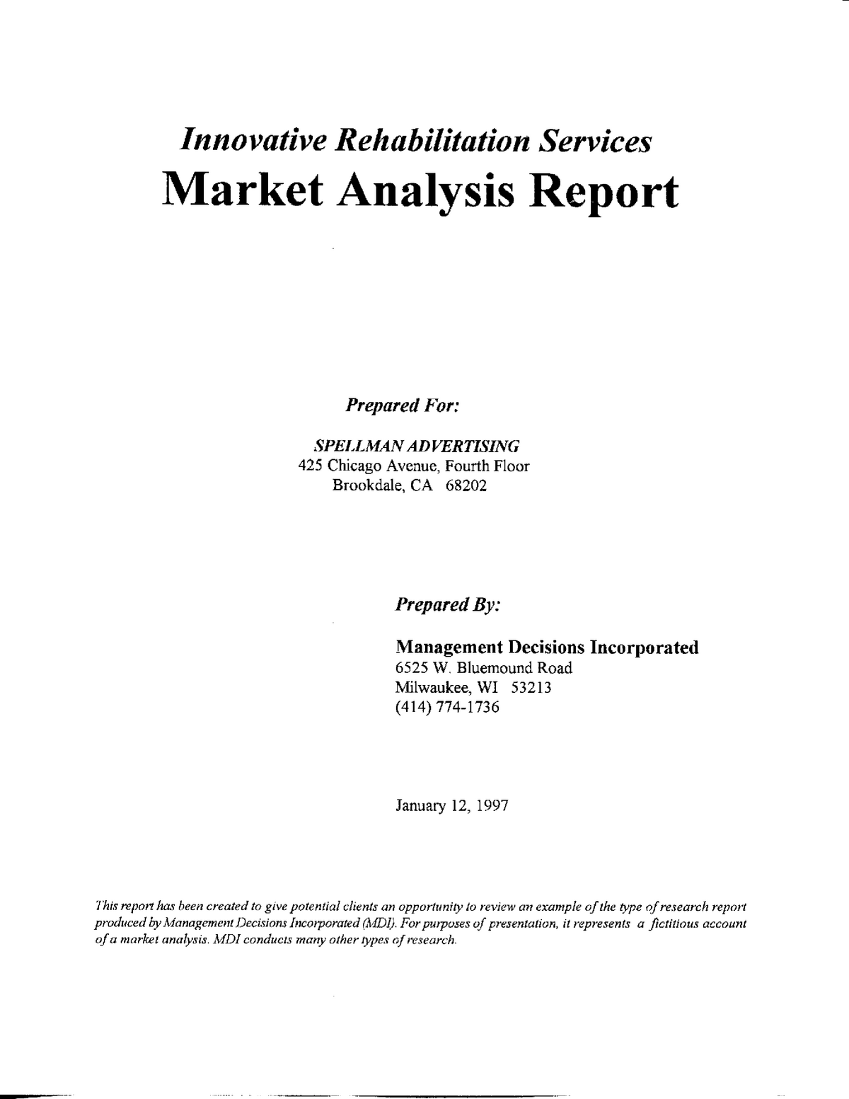 examples of a market research report
