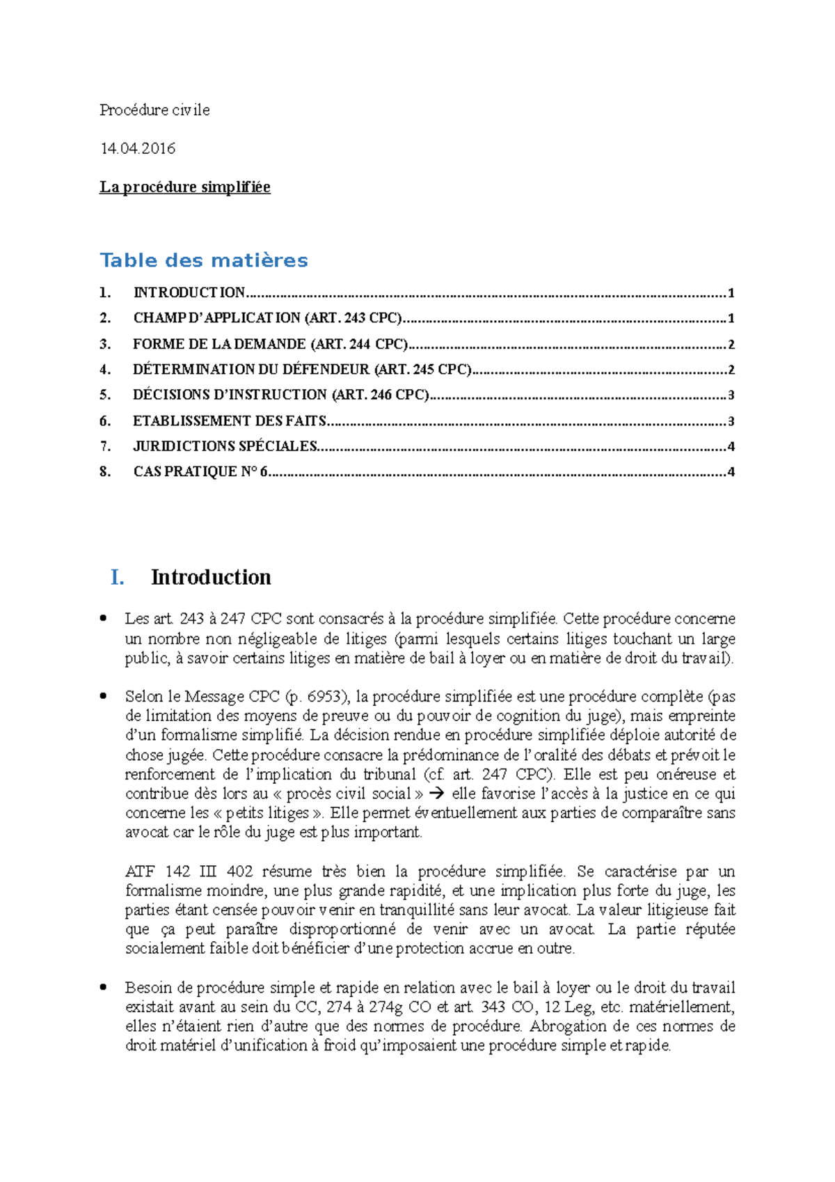 6. Procédure simplifiée - Procédure civile 14. La procédure simplifiée ...