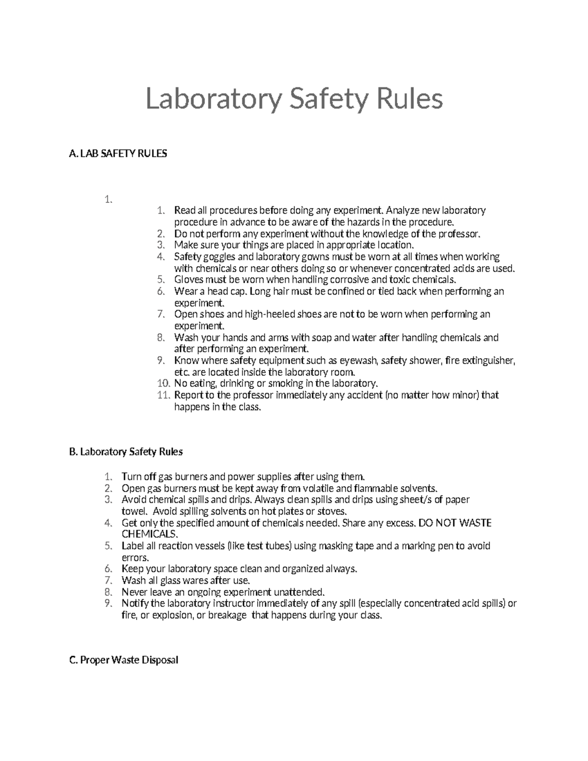 Laboratory Safety Rules - LAB SAFETY RULES 1. Read all procedures ...