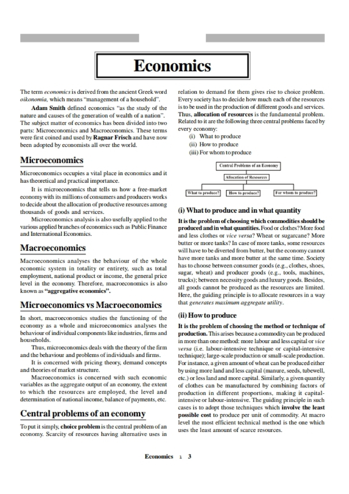 Economics Definition - B.A Economics - Studocu