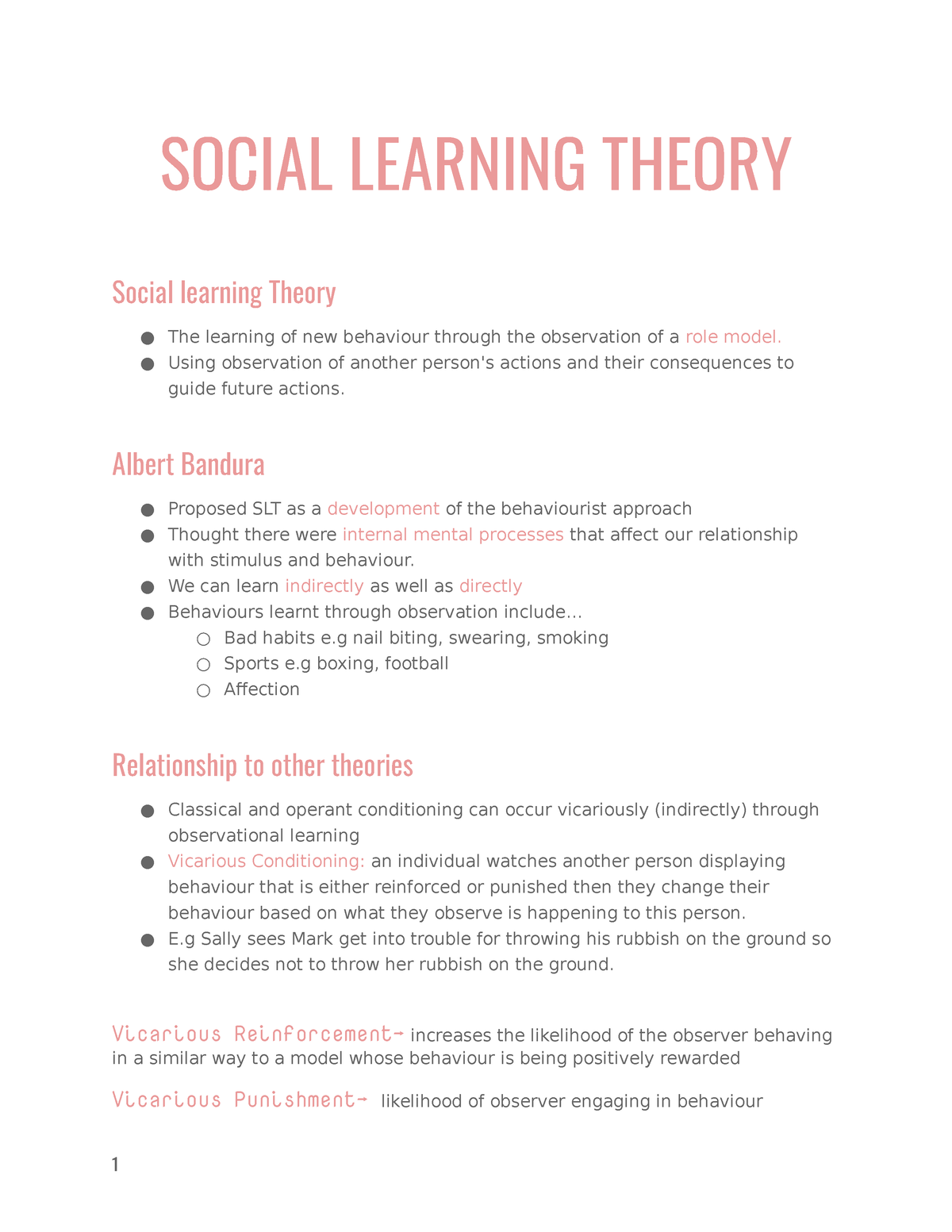 social learning theory literature review