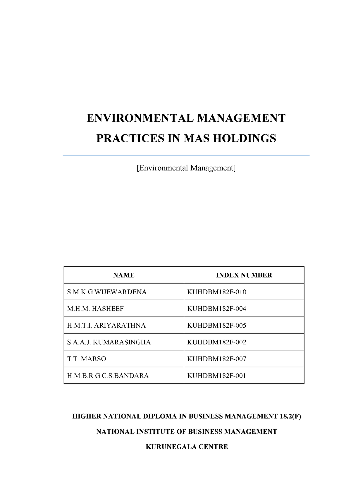 Business And Business Environment - ENVIRONMENTAL MANAGEMENT PRACTICES ...