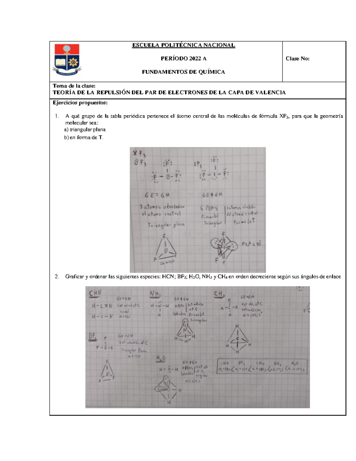 Unidad 3 Teoria De La Repulsión Del Par De Electrones De La Capa De ...